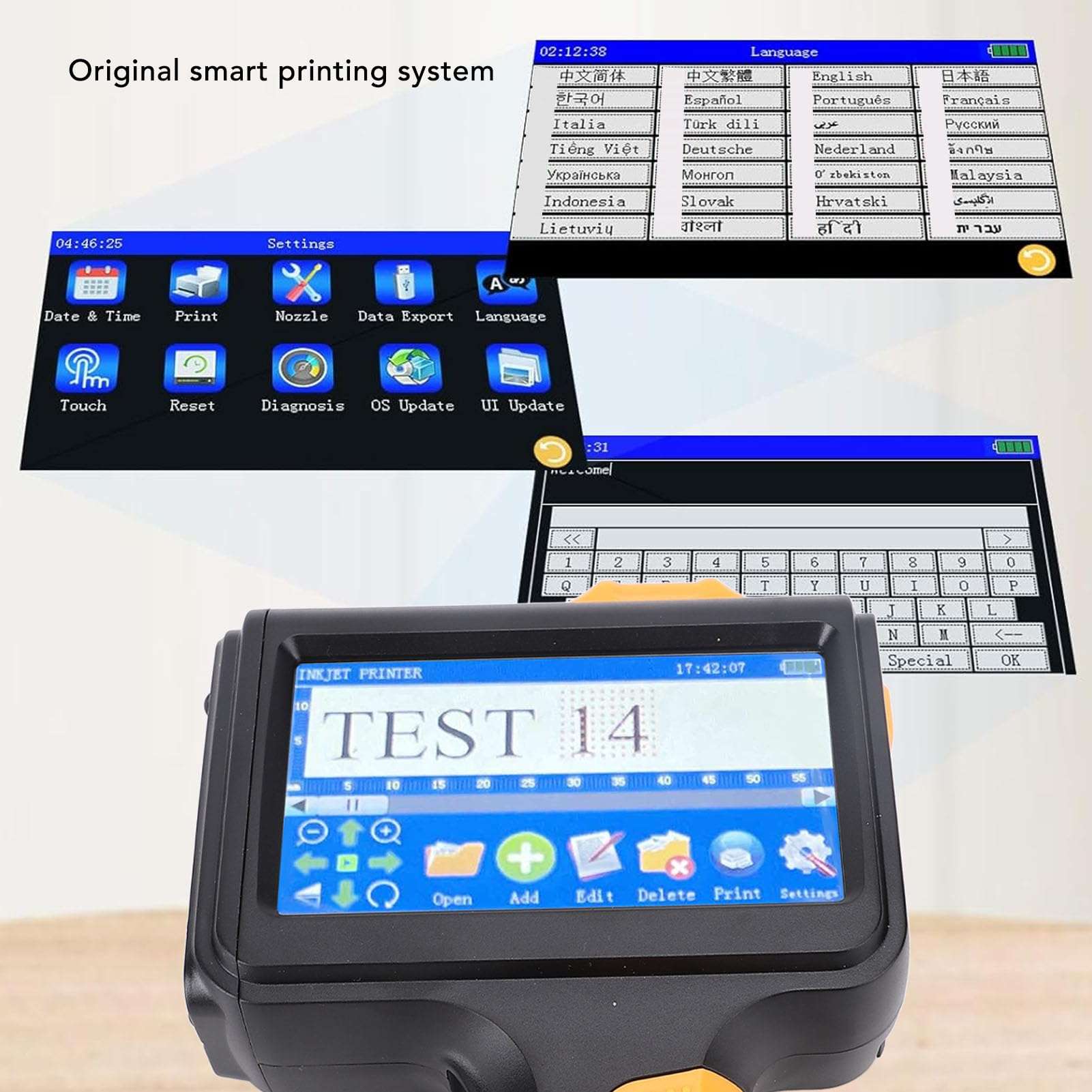 Handheld Inkjet Printer 600dpi with 42ml Ink Cartridge Hand Inkjet Printer for Metal Wood Glass Fabric Plastic Printing 25 Languages 6