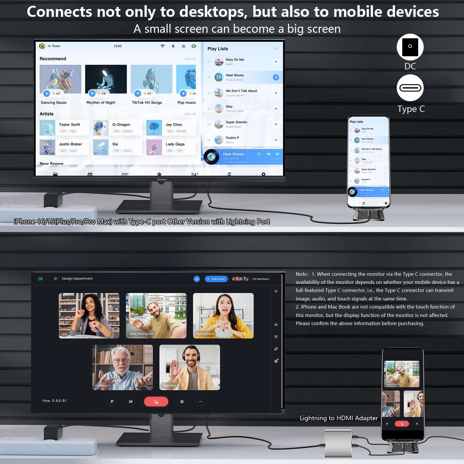 Pisichen Computer Monitor, 22 Inch PC Monitor HD 1920x1080, Monitor with HDMI & VGA Interface, 5ms, 75Hz, Brightness 250 cd/m², Computer Screen for Laptop/PS3/PS4, Built-in Speakers 6
