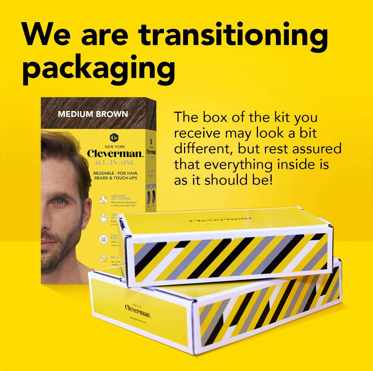 Cleverman 2 Pack - Light Brown Hair & Beard Dye for Men x2 + 1 Free Sensitive Face & Beard Scrub 6