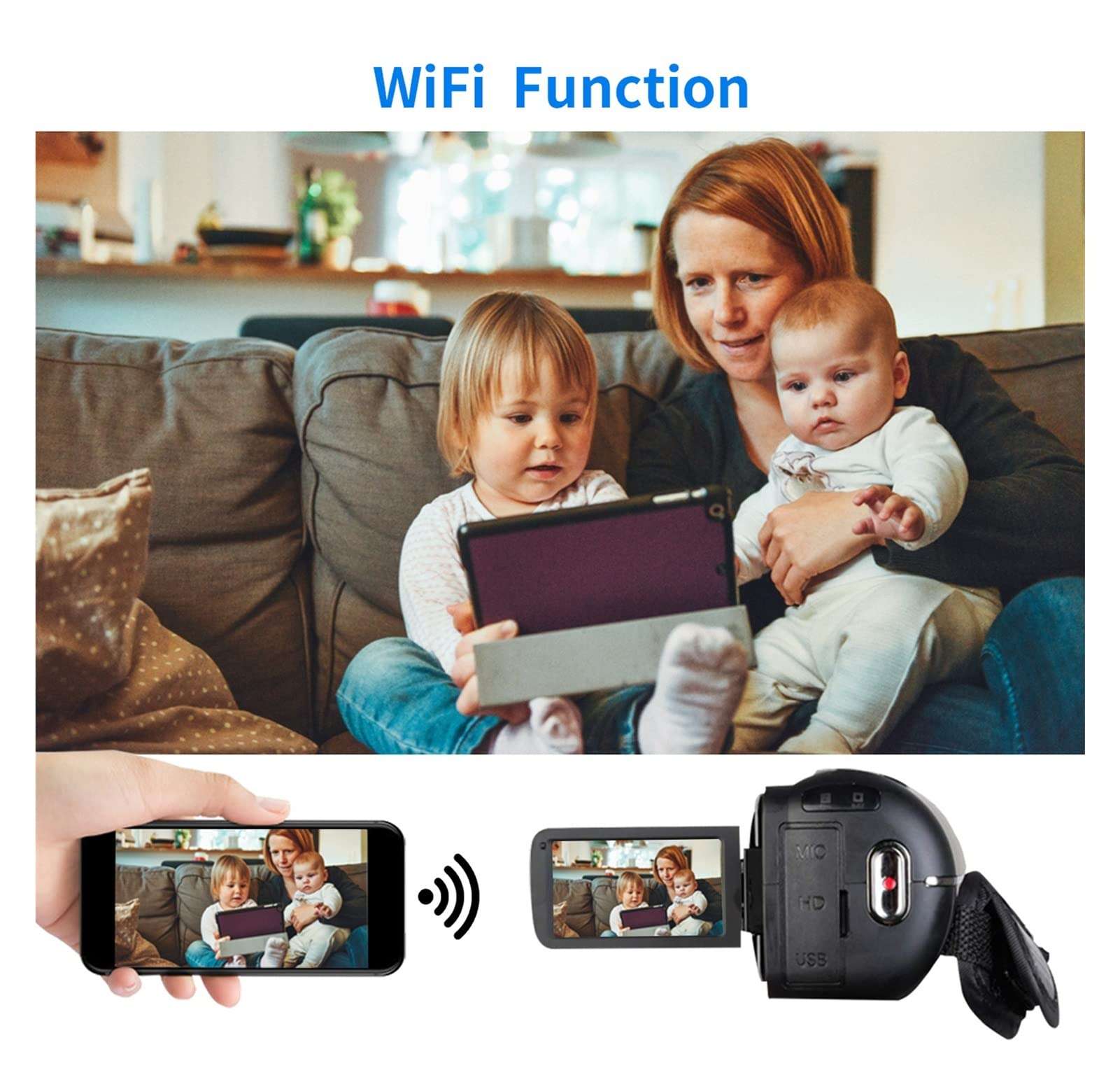 PACUM 4K Digital Vlog Camera Camcorder with Microphone Video Camera Vlogging Camcorder 48MP for Vlog Recording with WiFi (Size : 128GB SD Card, Color : AF6-Mic-Lens-Light) 5