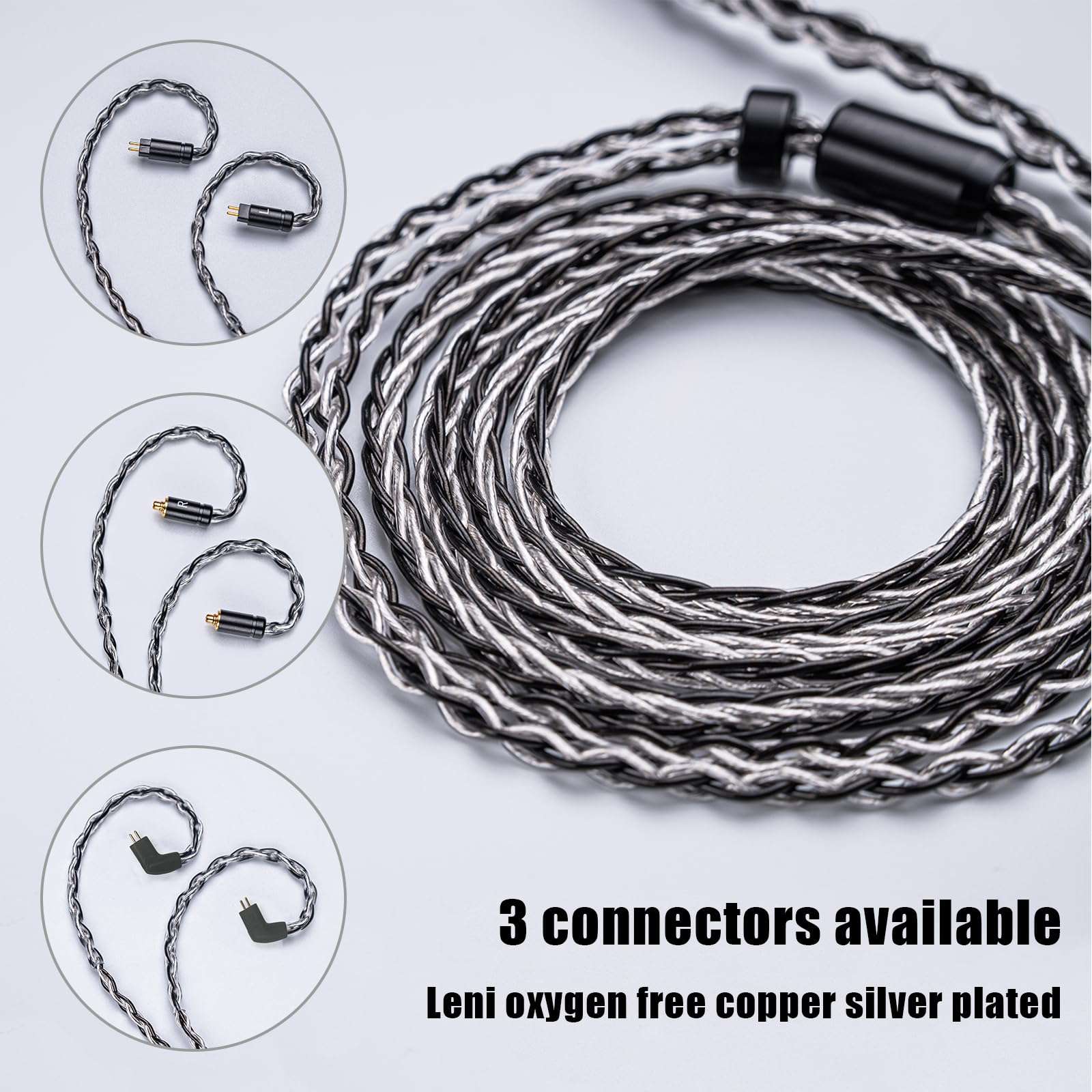 Herdslive IEM Earphone Earbuds Cable, Type-C Plug Upgraded Headsets Replacement Cable with Mic, 2PIN/MMCX/TFZ DAC Chip 8-Strand Headphone Monitor Cable Cord - TFZpins with mic 5