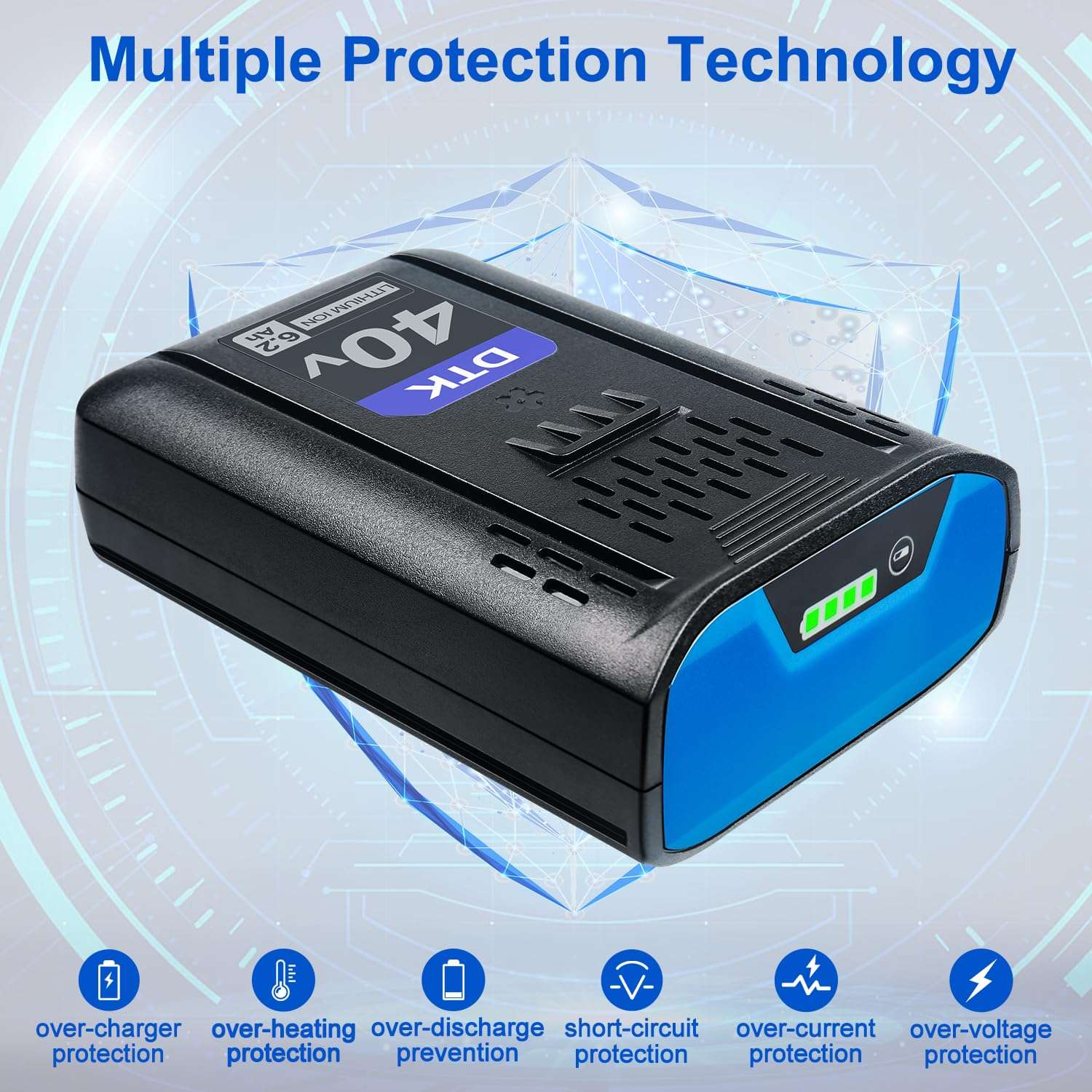 DTK Replacement for Kobalt 40V Battery MAX 6200mAh KPM1040A-03, KM-1640-06, KM 4040-06,Cordless Power Tool Battery 5