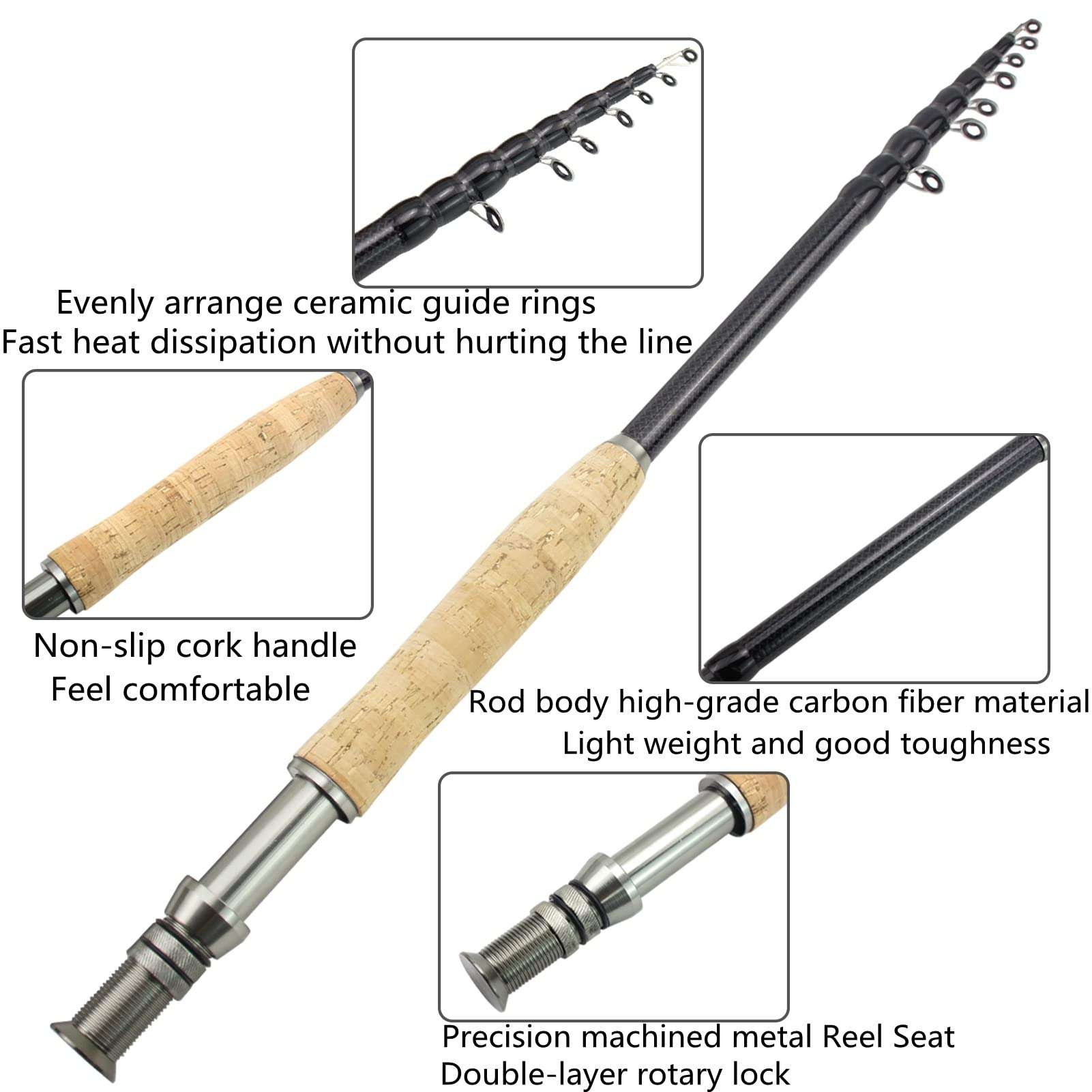 KANGL European and American Popular Portable Shrinkage Fly Carbon Carbon Wooden Handle Fishing Rod Road subrupted Dog Fish (Size : 3.0) 3