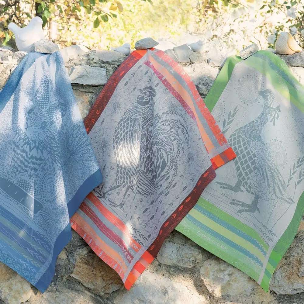 Garnier Thiebaut Coq Design Orange Kitchen Towel, 22" x 30" 2