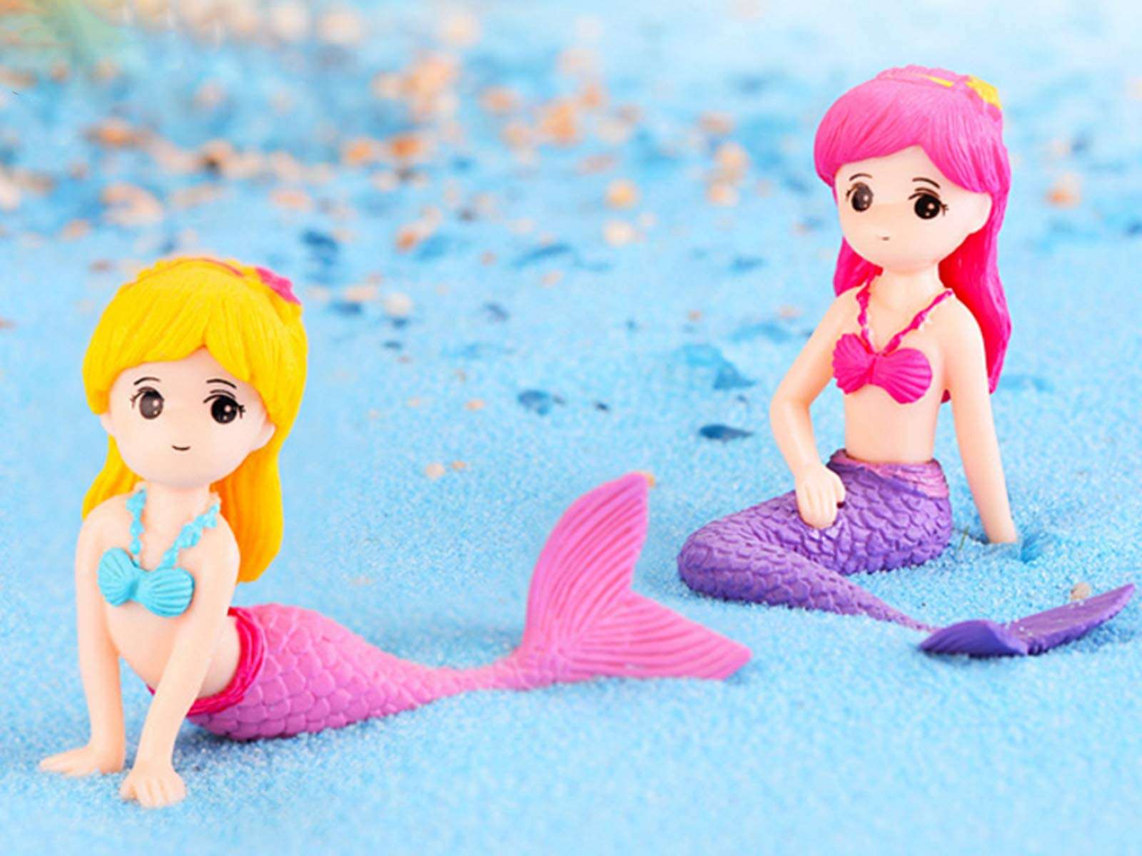 4 Pcs Miniature Mermaid Figurines, Mermaid Doll Cake Toppers, Mermaid Figure Collection Playset, Birthday Cake Decoration 4