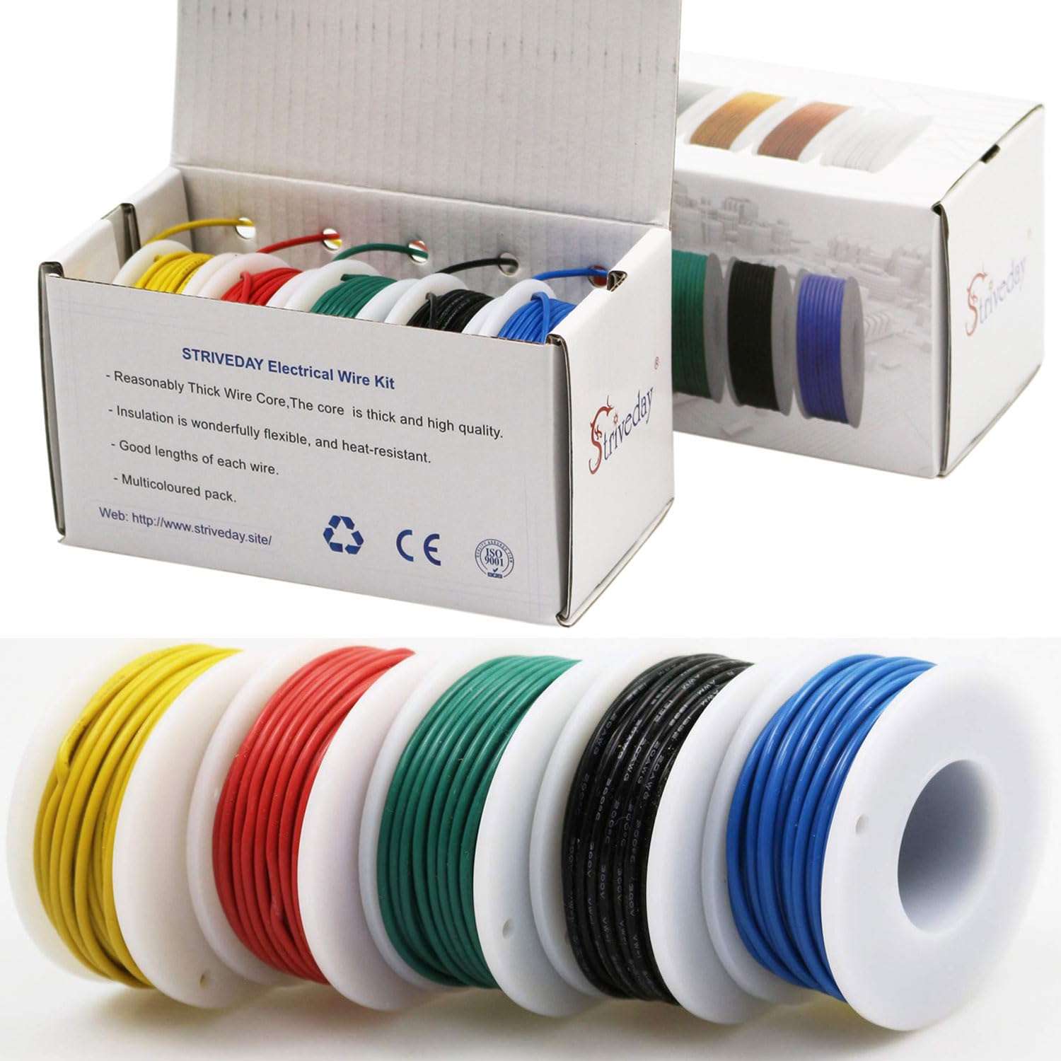 FEP Teflon High Temperature Wire of 24awg with Red Blue Green Yellow Black Colors in Box Each Color 10m Magnet Wire. 1