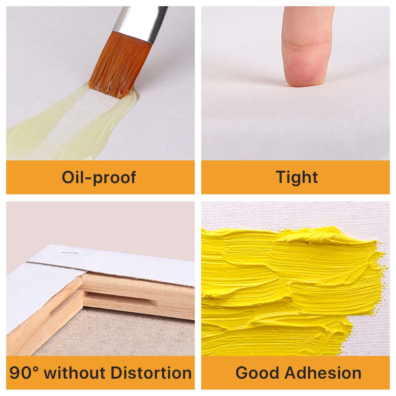 CONDA 16x20 inch Stretched Canvas for Painting, Pack of 5, Primed, 100% Cotton 5/8 Inch Profile Value Bulk Pack for Acrylics, Oils Painting 4