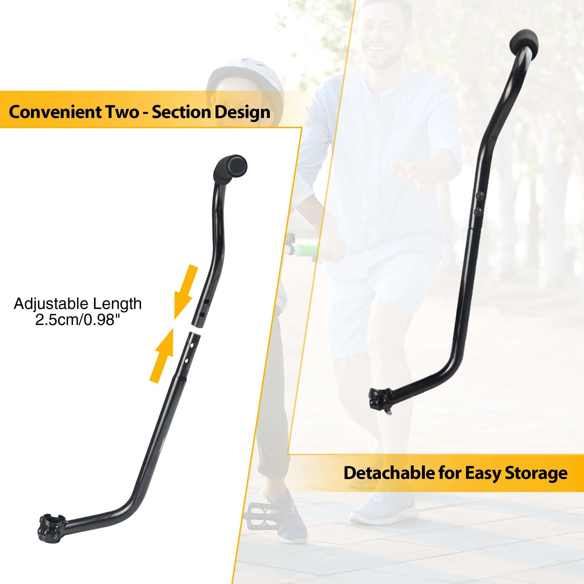 MEGHNA Kids Bike Training Push Handle Detachable Kids Bike Learning Handle Push Bar Safety Balance Bar for Children Bikes 4