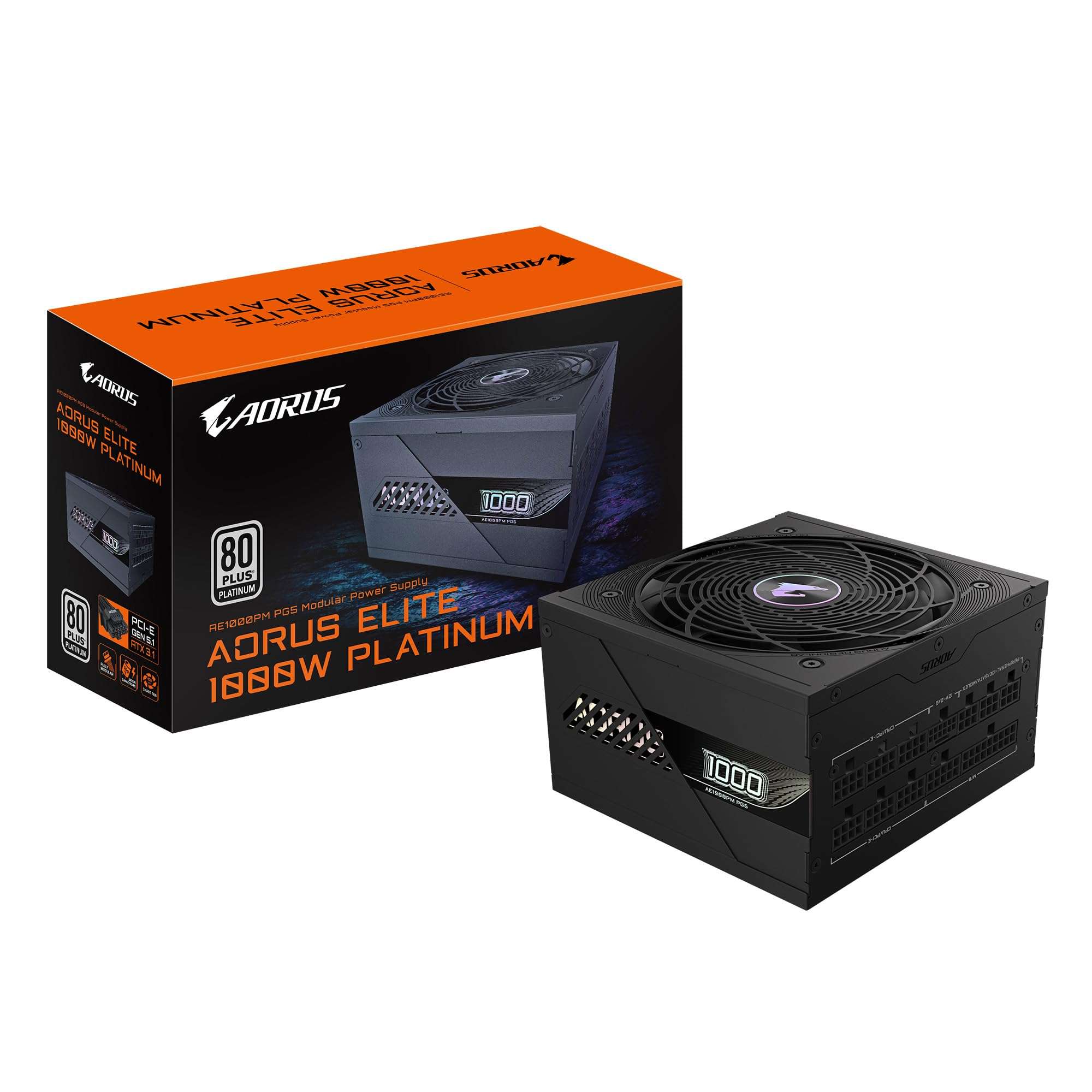 GIGABYTE GP-AE1000PM PG5 - PCIe5.1 Ready - ATX3.1-1000W 80 Plus Platinum Certified - Fully Modular Power Supply 1