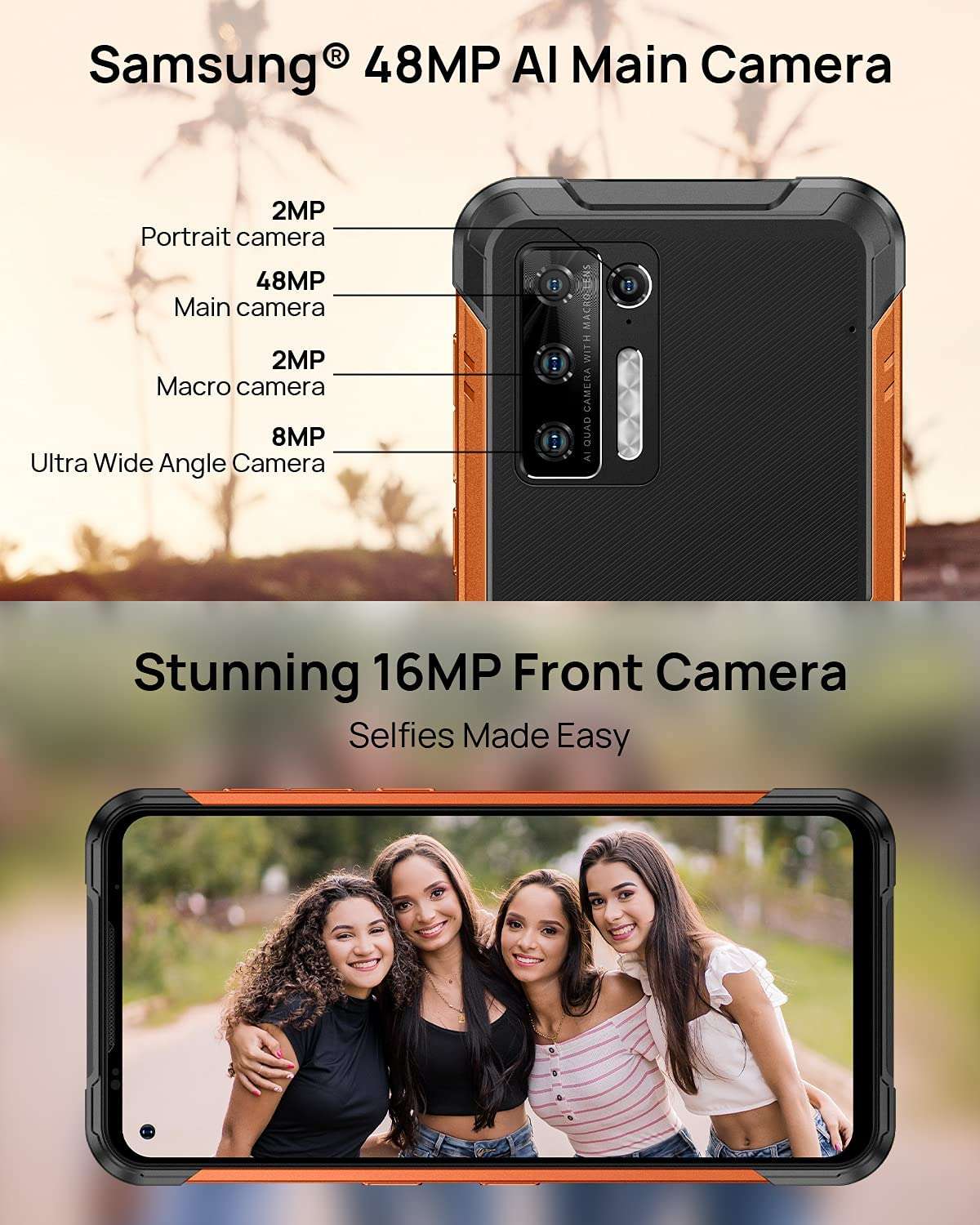 DOOGEE Rugged Smartphone Unlocked, S97 Pro Rugged Phone,8GB + 128GB,8500 mAh Battery,48MP Triple Camera,40m Rangefinder,IP68 Waterproof Smartphone, 4G /Android 11 /NFC 2021 (Orange) 6