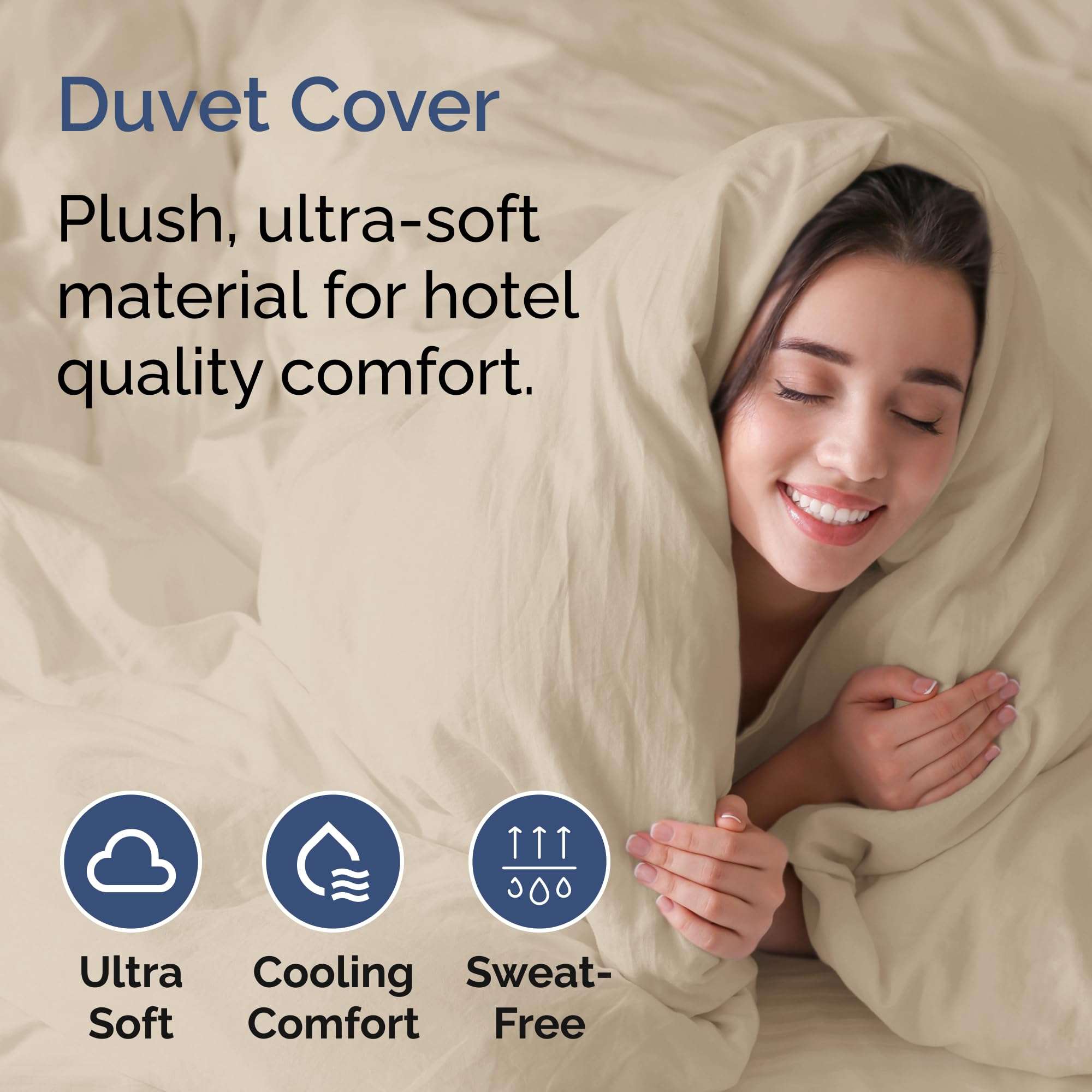Twin XL Size Flat Bed Sheet + Duvet Cover Bundle - Hotel Luxury Single Flat Bottom Sheet Only - Fits Mattresses with Deep Pockets between 8 to 16 inches - Ultra Soft, Breathable & Wrinkle Free - Wheat 3