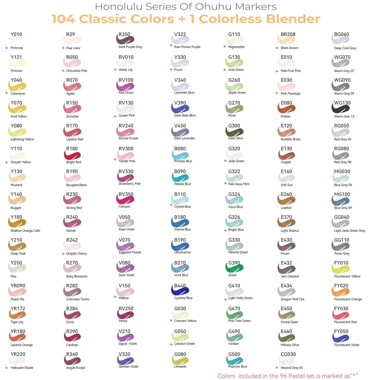 Ohuhu Alcohol Markers Brush Tip-104-Color Art Marker Set For Artists Honolulu Series Double Tipped Alcohol Based For Adults Coloring Sketching Illustration Dual Tip Brush&Chisel,Multi-coloured 5