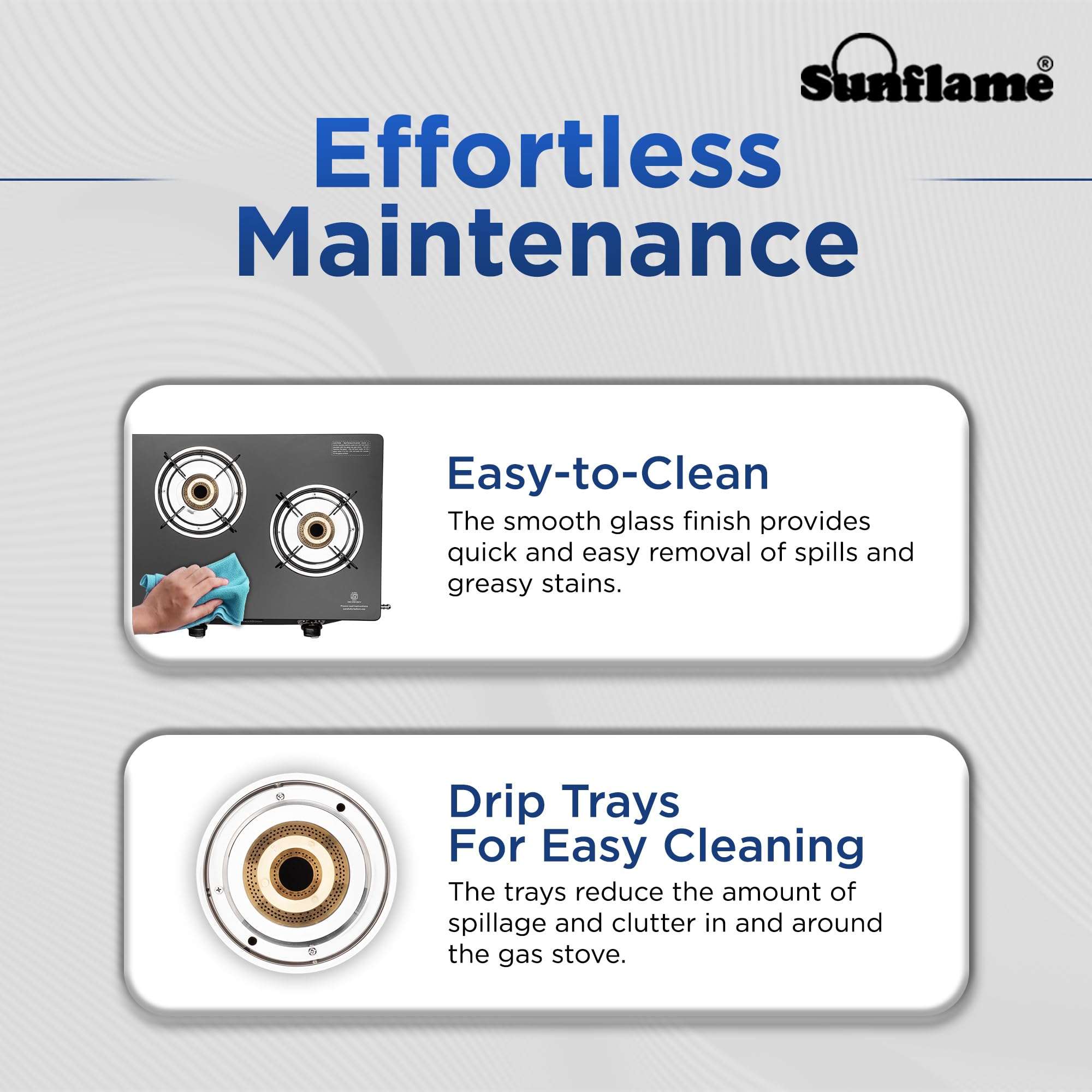 Sunflame Diamond 3 Burner Gas Stove | 1 Medium and 2 Small Brass Burners | 2-Years Product Coverage by Sunflame | Heat Resistant Ergonomic Knobs | Easy to Maintain | Toughened Glass Top 6