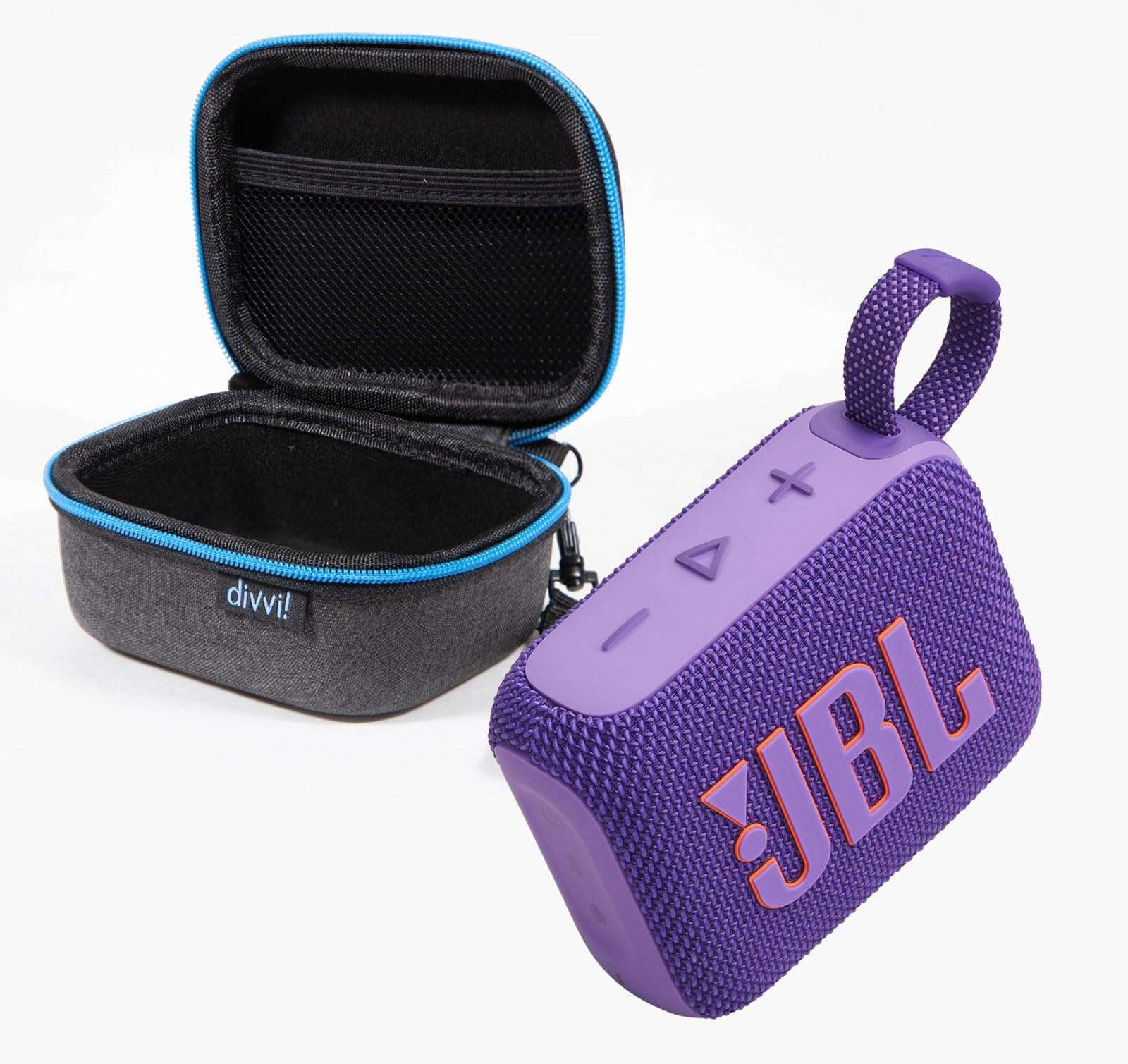 JBL GO 4 Portable Bluetooth Speaker & divvi GO Protective Hardshell Case - Purple 1