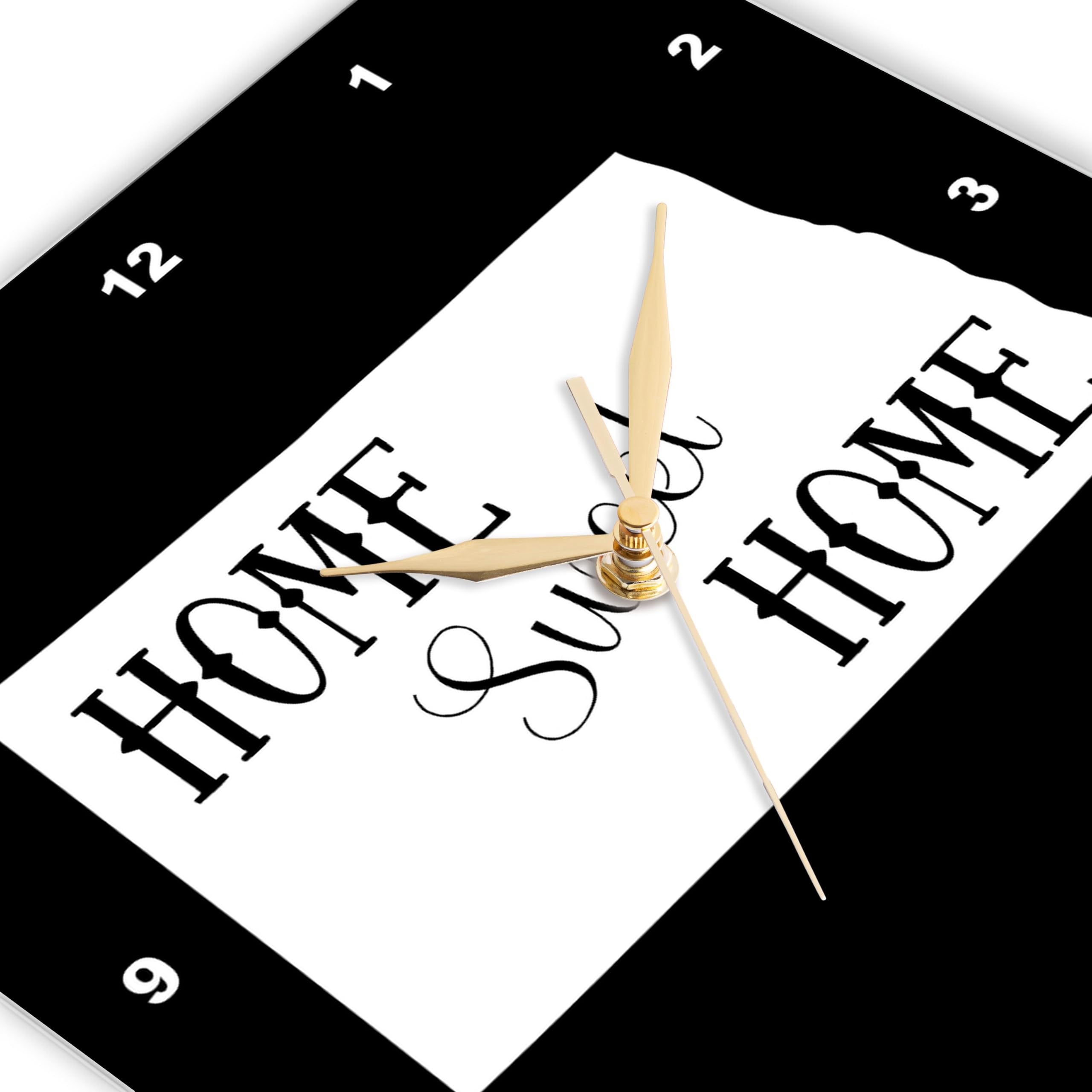 3dRose Wall Clock Silent - 10 inch - Home Sweet Home Inside The State of North Dakota. Black Background. - Stamp City - Typography 3
