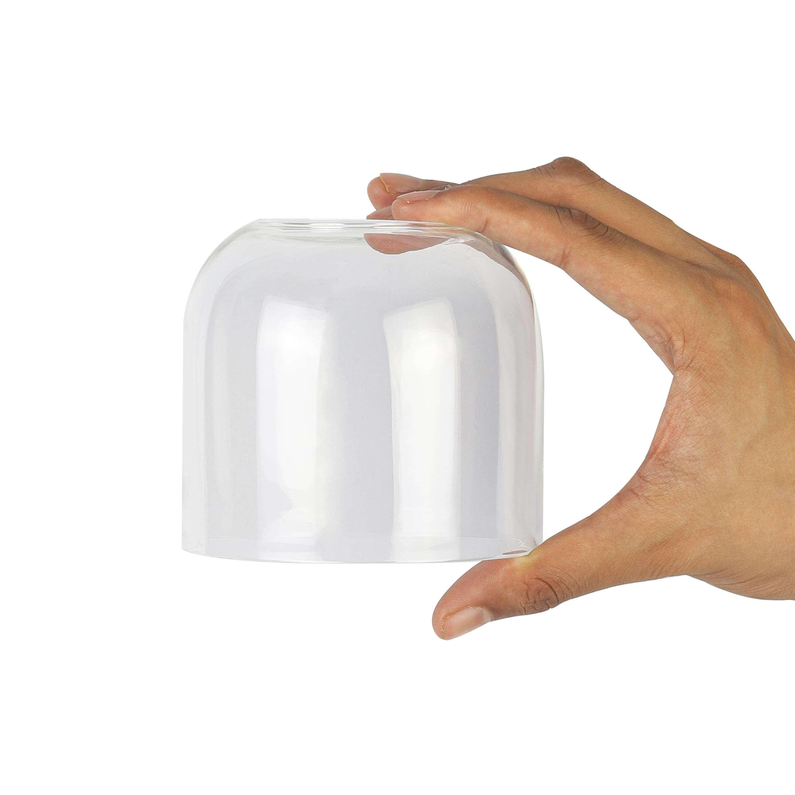 Klassic Big Curved Borosilicate Glass Cover (Without Diya) | 3.8 Inch Height & 4.1 Inch Width | Clear Heat-Resistant Glass Chimney | Wind & Dust Protector for Mandir, Puja, Aarti, Home Decor & Gifting 4