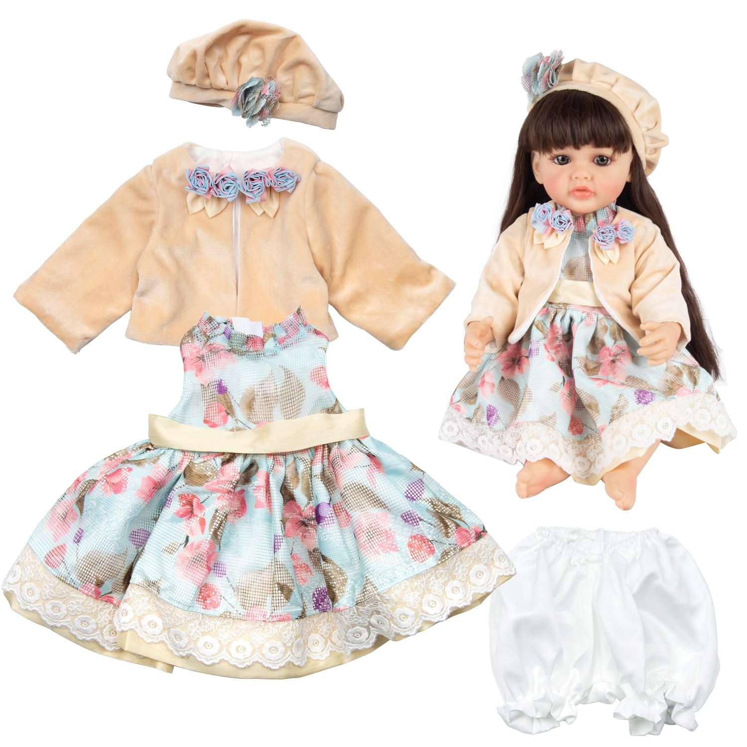 Babyfere Reborn Baby Doll Clothes 22 Inch 4 Pcs Outfits Accessories for 20-22 Inch Reborn Newborn Dolls Baby Girl Clothes 1