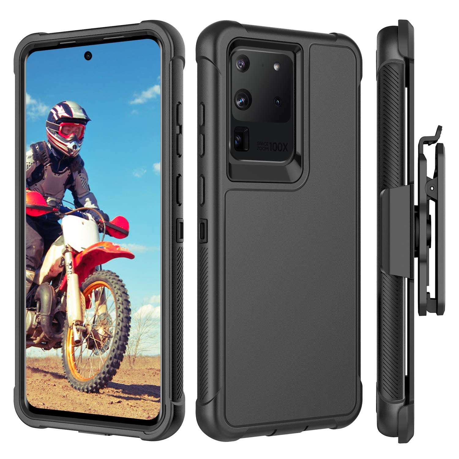 BENTOBEN Compatible with Samsung Galaxy S20 Ultra Case 5G 6.9 inch [NOT FIT Note20 Ultra] Military Grade Holster Belt Clip Shockproof Heavy Duty Kickstand Full-Body Rugged Protective Phone Case, Black 1