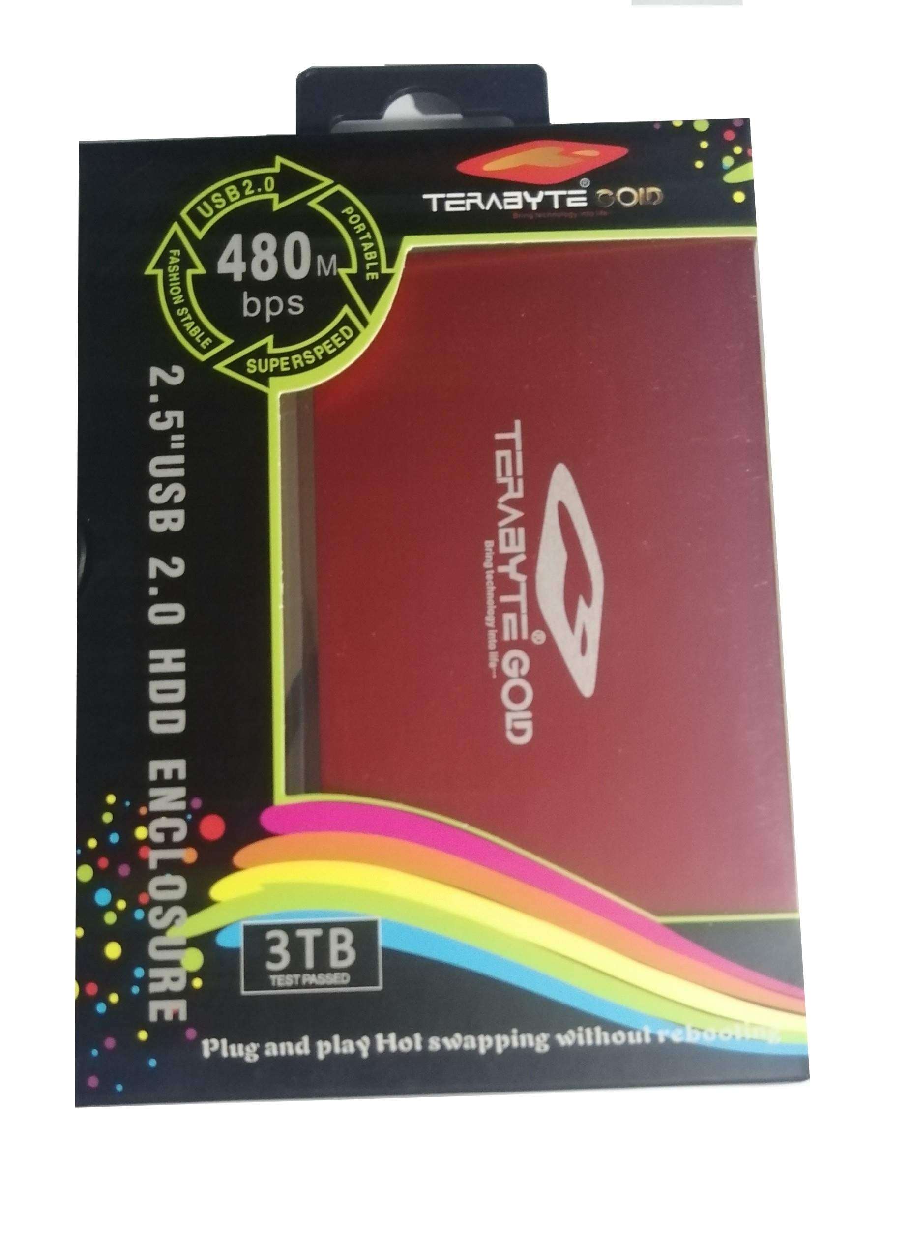 StoreIN Terabyte Gold USB 2.0 Hard Drive Disk (HDD) External Enclosure Case (2.5 Inch, RED) 1