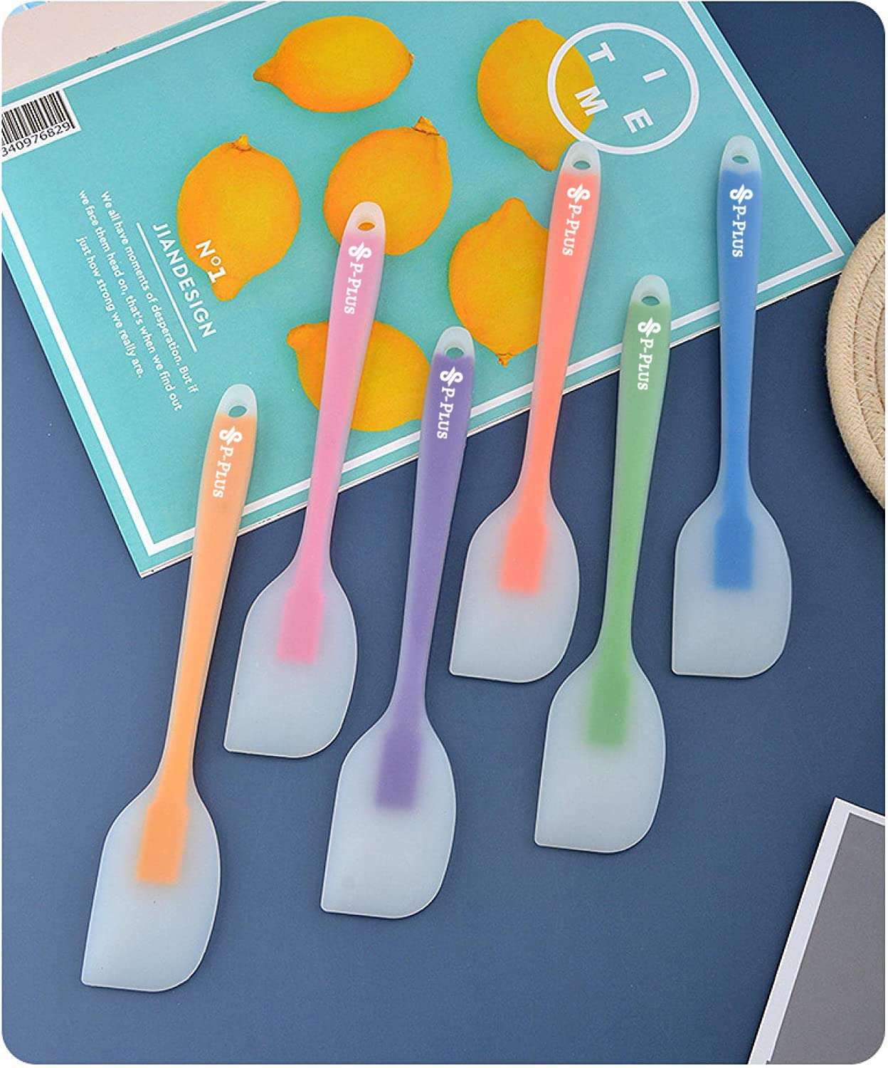 P-Plus International Silicone Spatulas Rubber Spatula Heat Resistant Seamless One Piece Design Non-Stick Flexible Scrapers Baking Mixing Tool Silicone Spatulas Set (Purple, Set of 2) 5