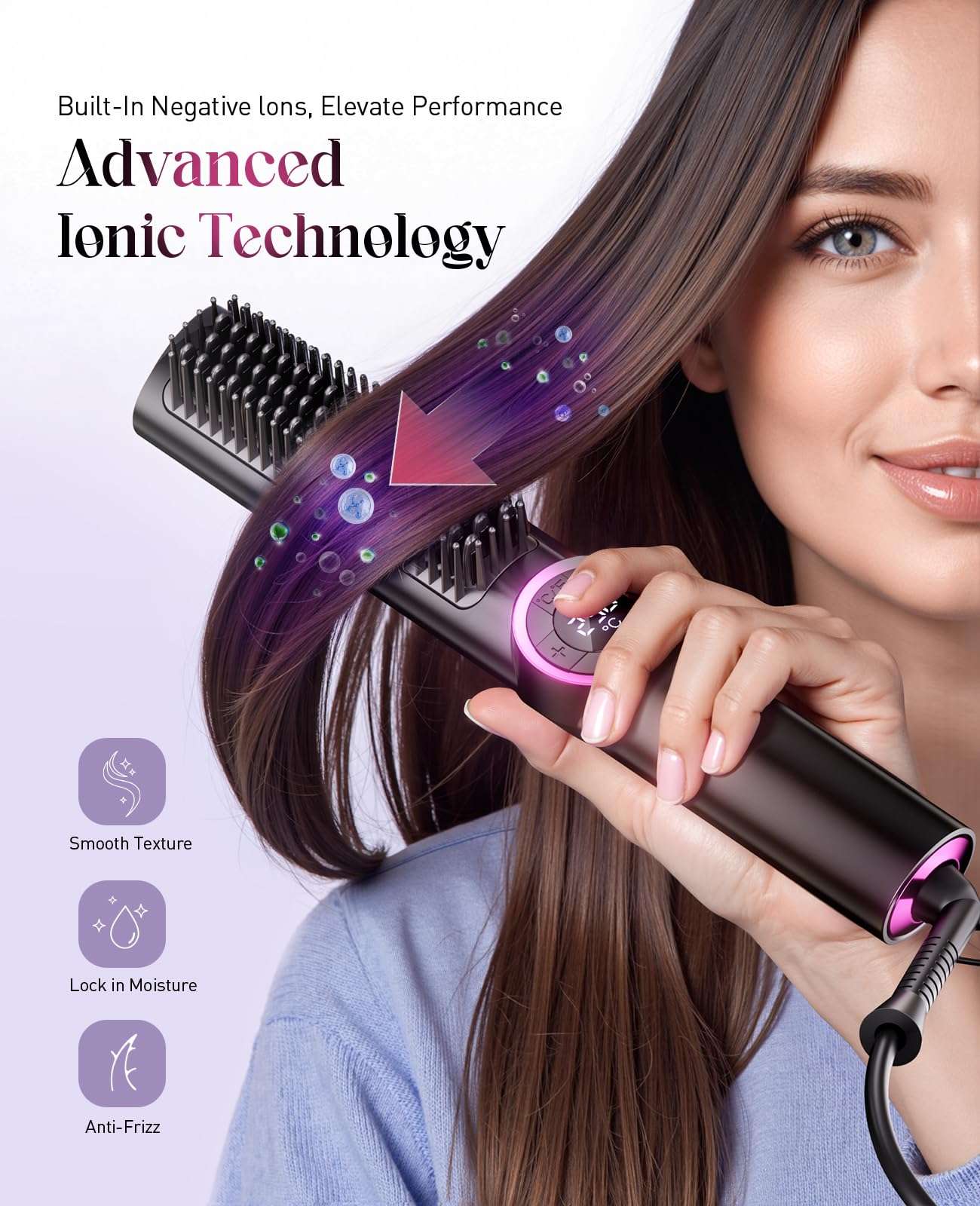 Hair Straightening with LED Display & Dual Voltage, Deep Black 4