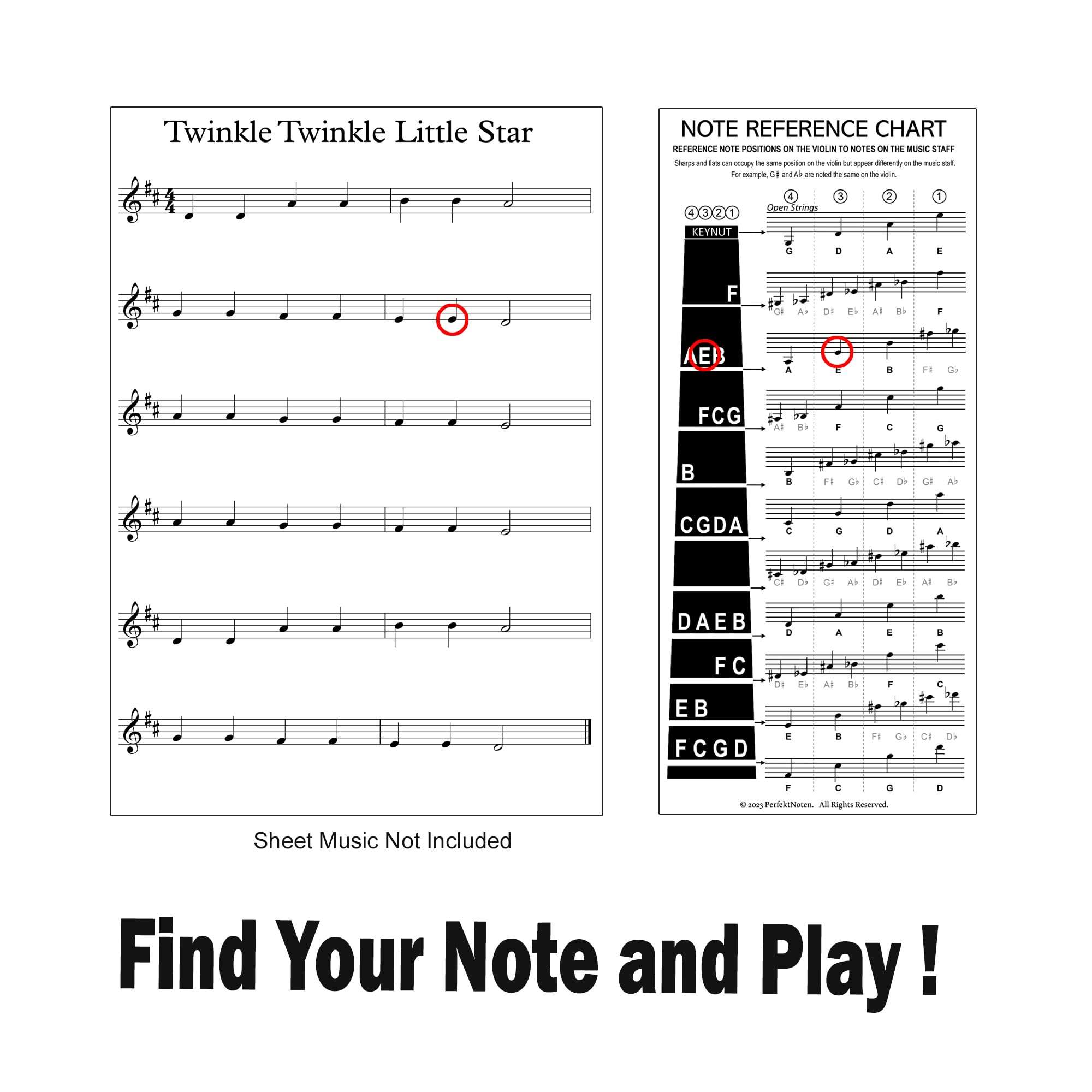 PerfektNoten Non-Residue Finger Guide Label and Note Chart for Violin (4/4) 3
