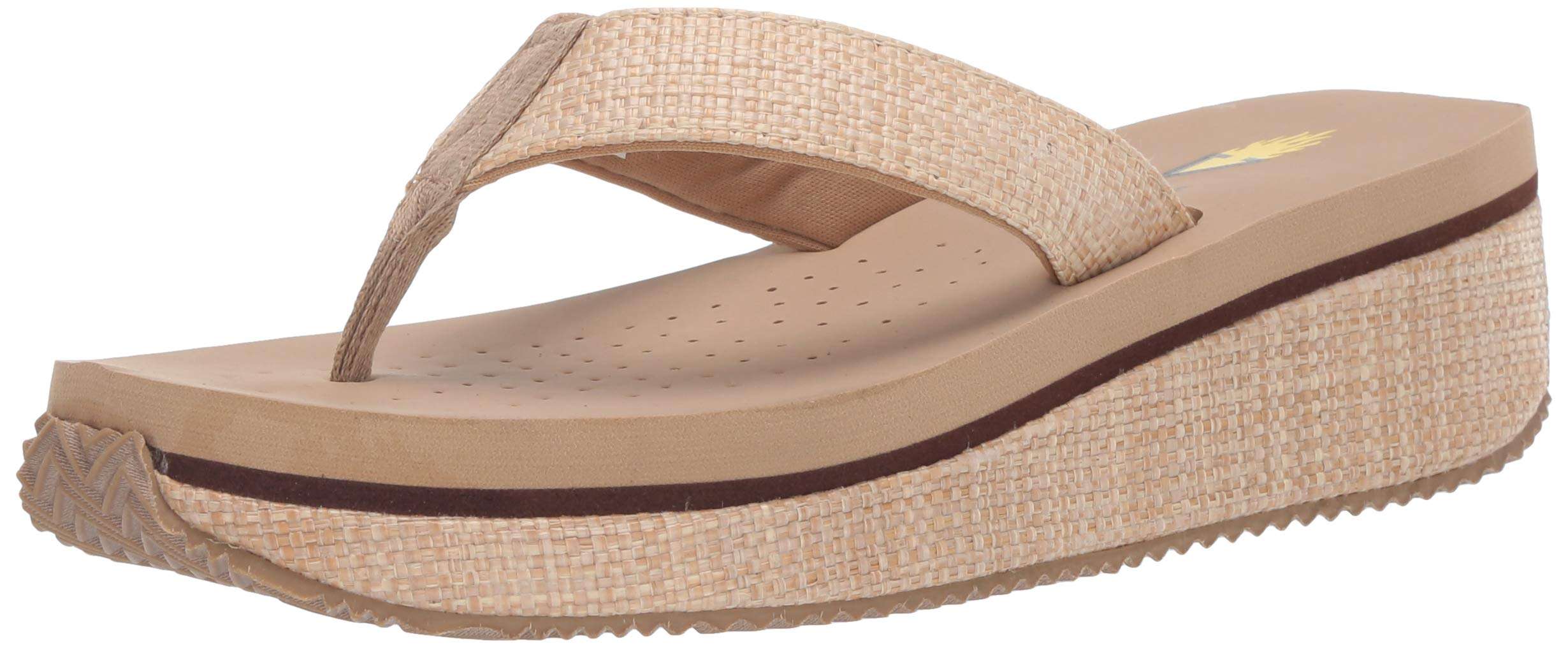 Volatile womens Thong Wedge Sandal, Natural, 11 US