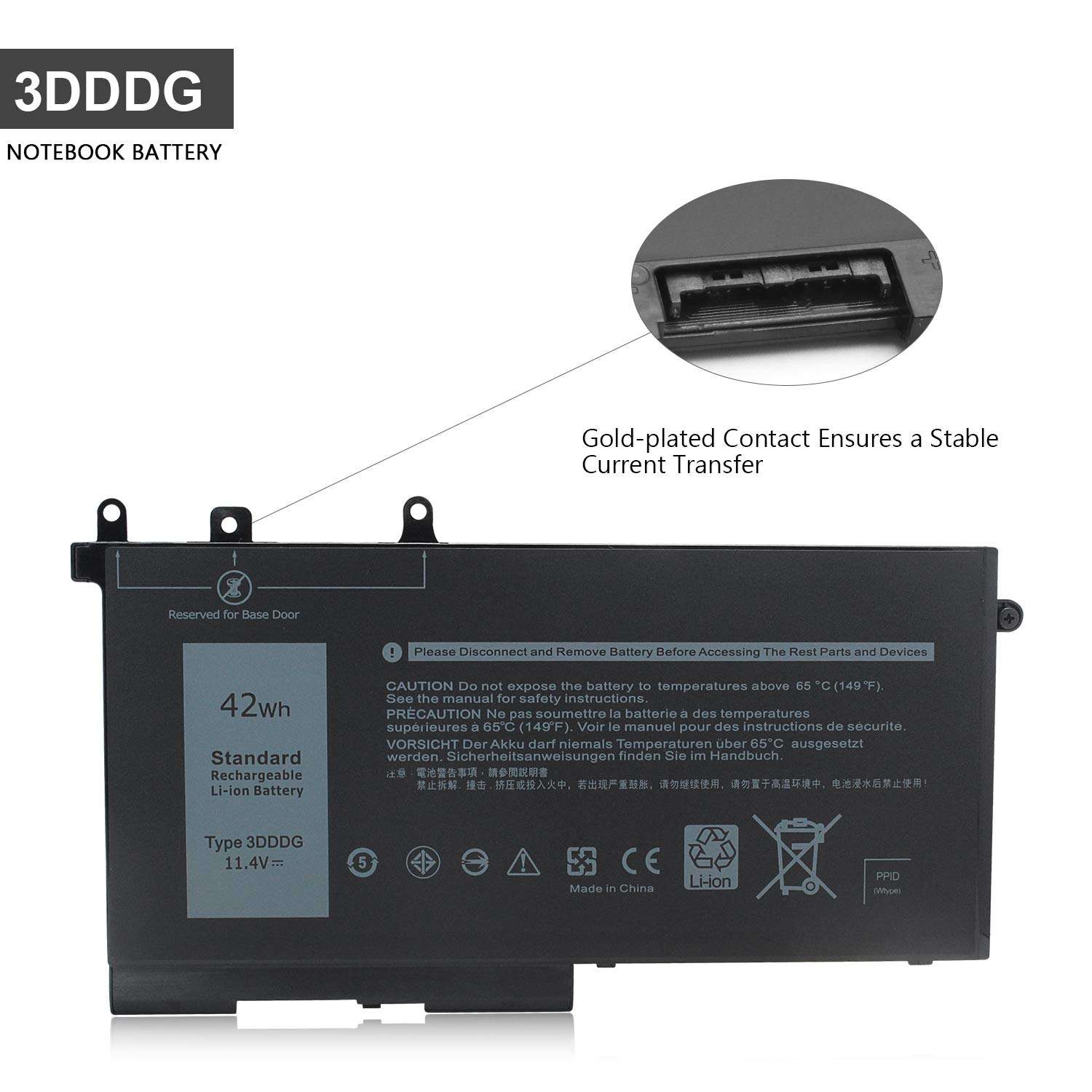 SWEALEER 42Wh 3DDDG Laptop Battery Compatible with Dell Latitude 5280 5288 5480 5490 5580 5590 5491 5591 5488 5495 E5280 E5288 E5480 E5490 E5580 E5590 Precision 3520 3530 Series 080JT9 03VC9Y 5