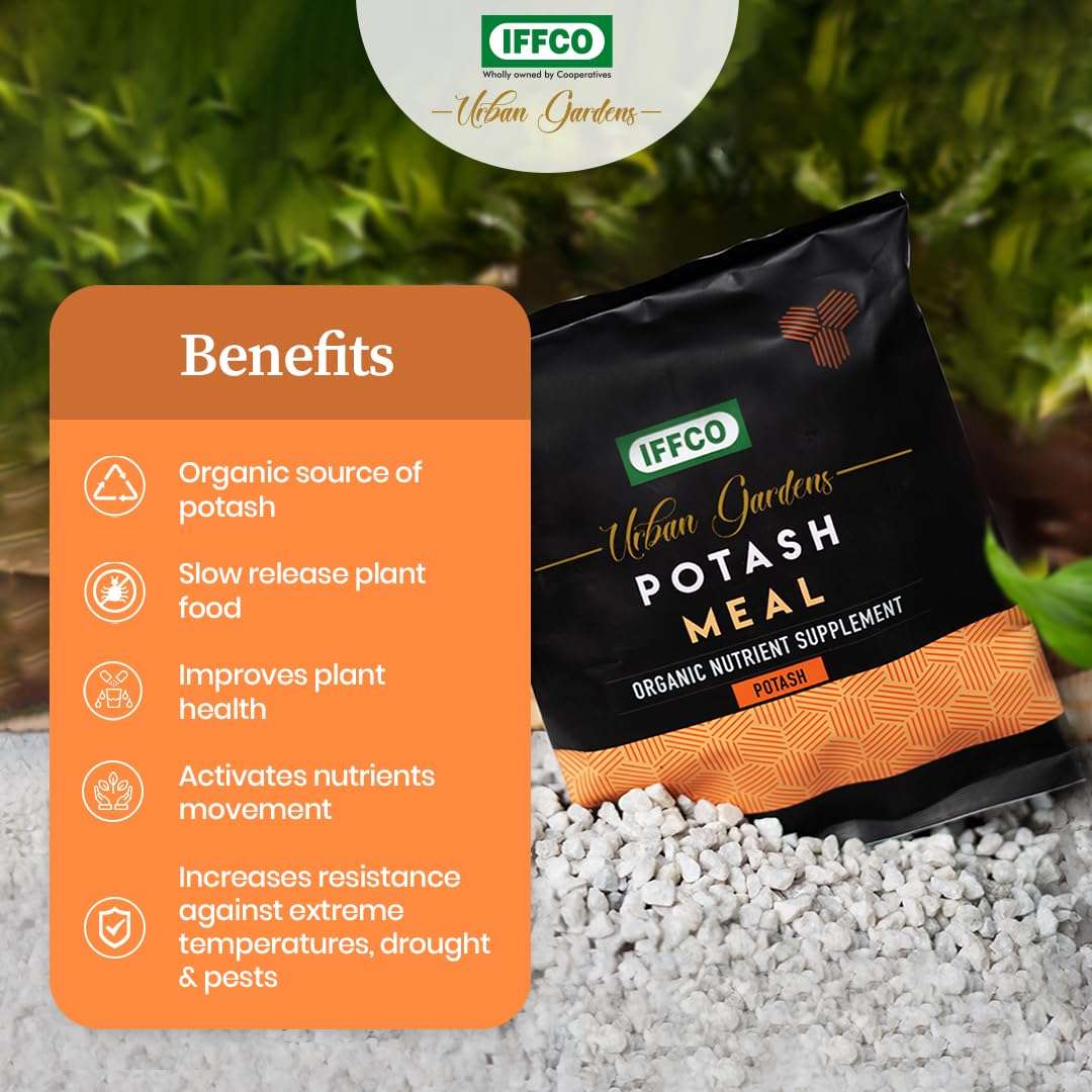 IFFCO Urban Gardens - Potash Meal 4.5Kg - Organic Bio Potash Fertilizer for Plants and Home Garden - Plant Nutrient Supplement in Slow Release Granules 5