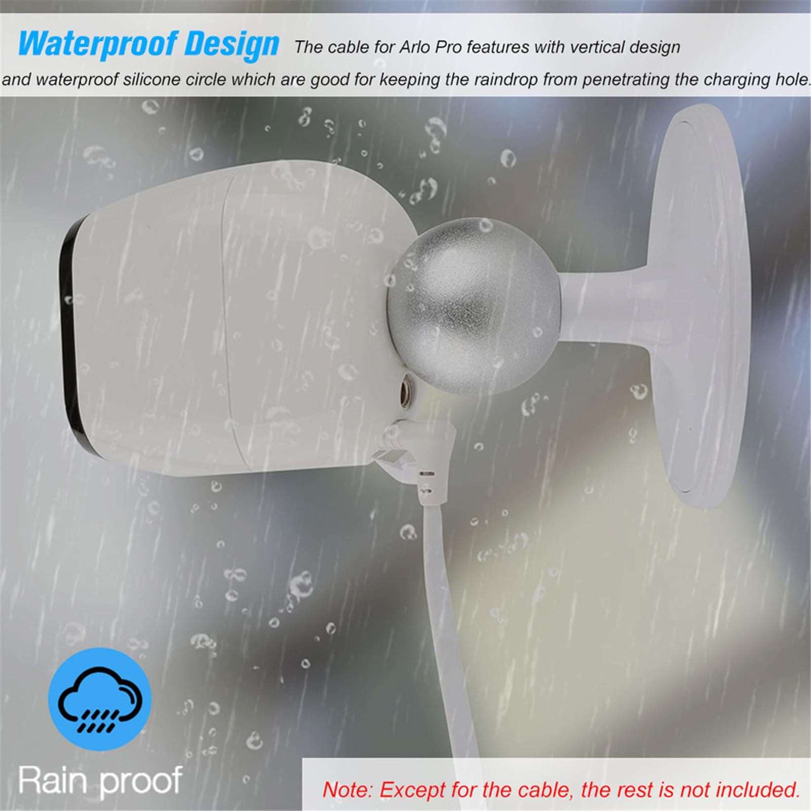 Charging Cable for Arlo Pro & Arlo Pro 2 and Arlo GO, Outdoor Camera Charger Cable Power Cord Compatible with Arlo Pro, Arlo Pro 2, Arlo GO, Weatherproof for All Arlo Smart Home Security Cameras (2M) 3