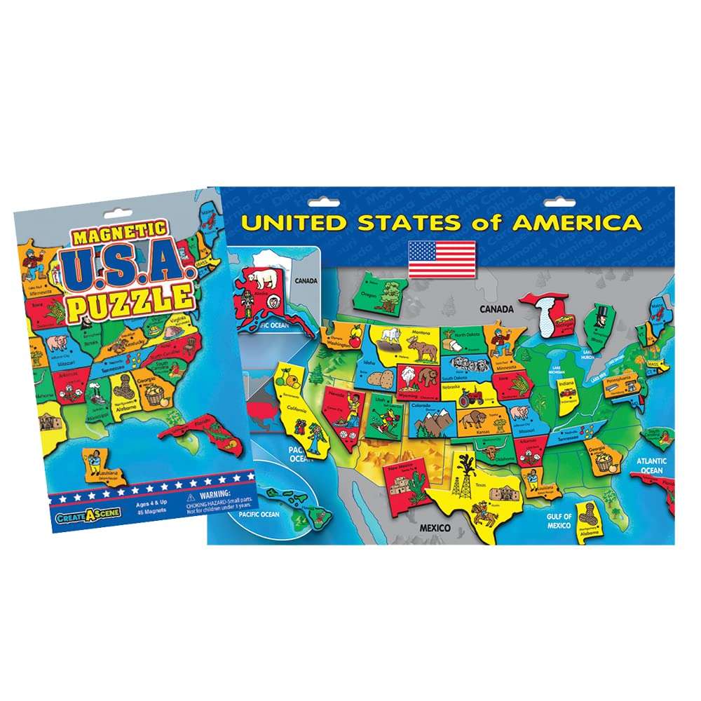 Create-A-Scene — USA Puzzle Magnetic Playset — Portable Mess-Free Magnet Activities — Creative Fun — Ages 3+ 3