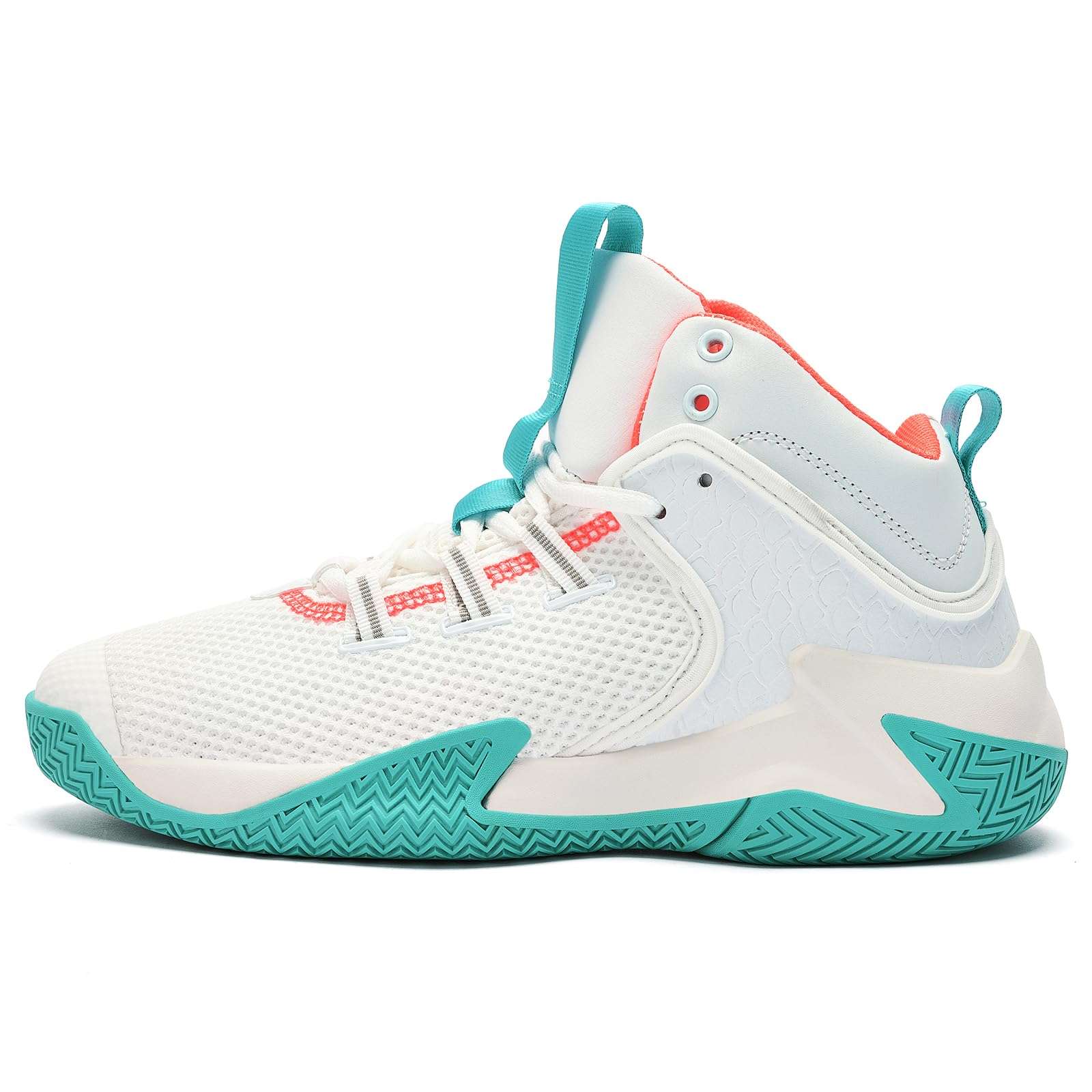 Slow Man High Top Men's Basketball Shoes Breathable Non-Slip Outdoor Running Shoes Cushioned Fitness Shoes Gym White-Green