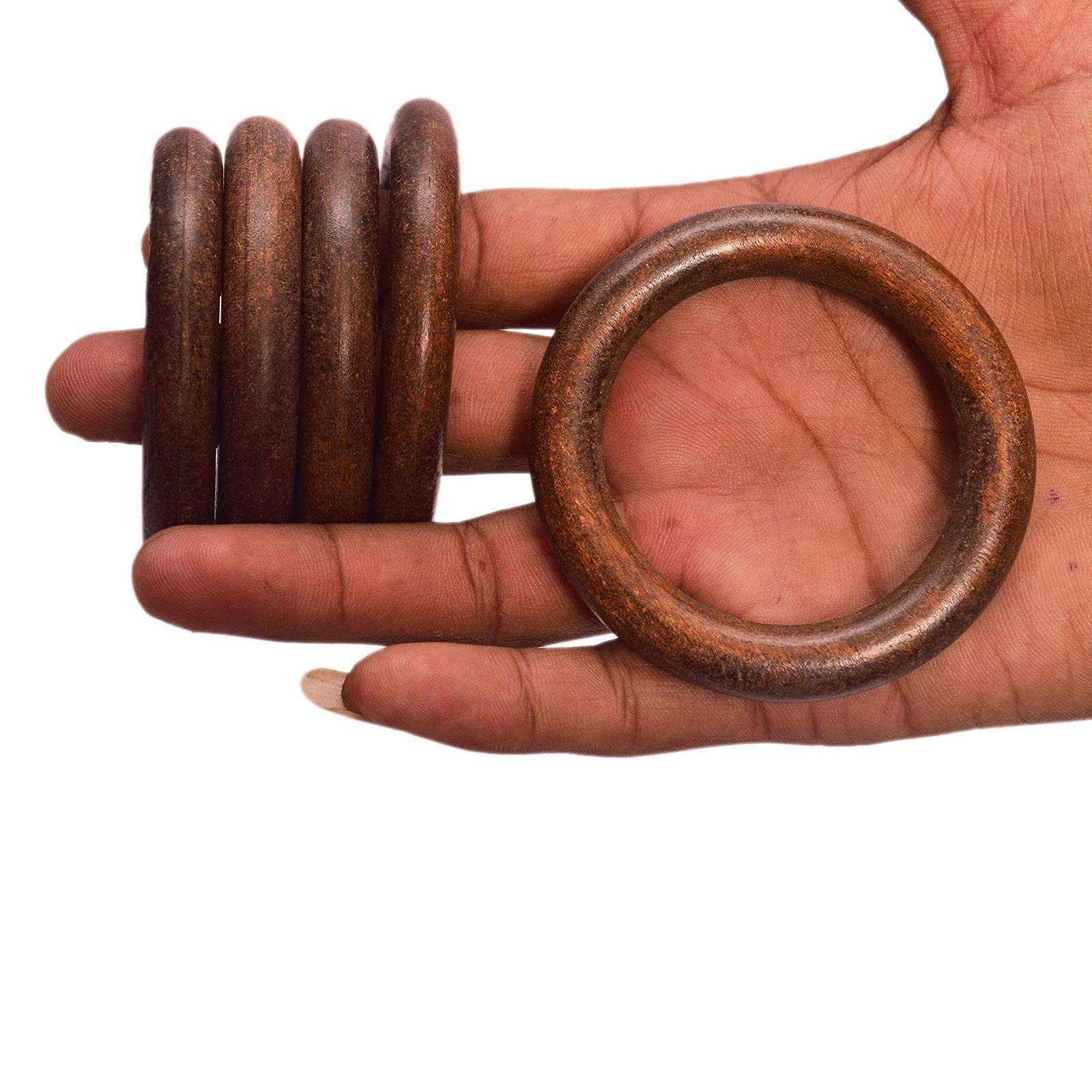 GIFTI SKY Wooden Rings Round 2.5 Inches set of 20 Rings Brown Smooth Unfinished Wood Circles for Art and Crafts, DIY, Pendant Jewelry Making, Macrame, Connectors, Wall Hanging, Door Hanging, Bags, Toran, Bandhanwar, Plant Hanger and Crafts Project 3