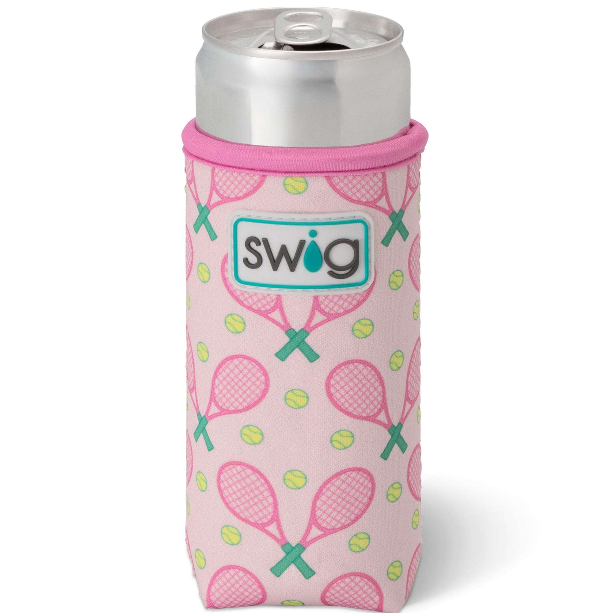 Swig Life Skinny Can Coolie, 12oz Slim Can Holder, Neoprene Insulated Cooler with Pocket, Covers for Tall Beer Bottles, Beach Accessories for Women (Love All)