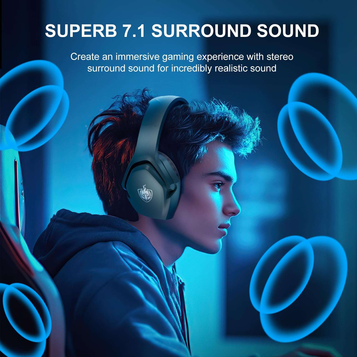 PHOINIKAS Gaming Headset for PC, Ps4, Ps5, Xbox Headset with 7.1 Stereo Sound, Gaming Over Ear Headphones with Noise Cancelling Mic, 3.5mm Wired Gamer Headsets for Xbox Series X/S, Switch (Grey) 4