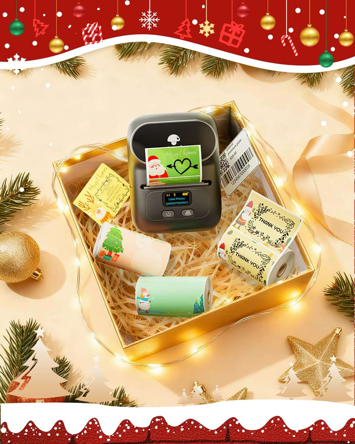 Phomemo M110 Label Makers - Barcode Label Printer Bluetooth Label Maker Portable Thermal Printer for Small Business, Address, Barcode, Logo, Clothing, Mailing, Sticker Printers for Phones & PC, Black 2