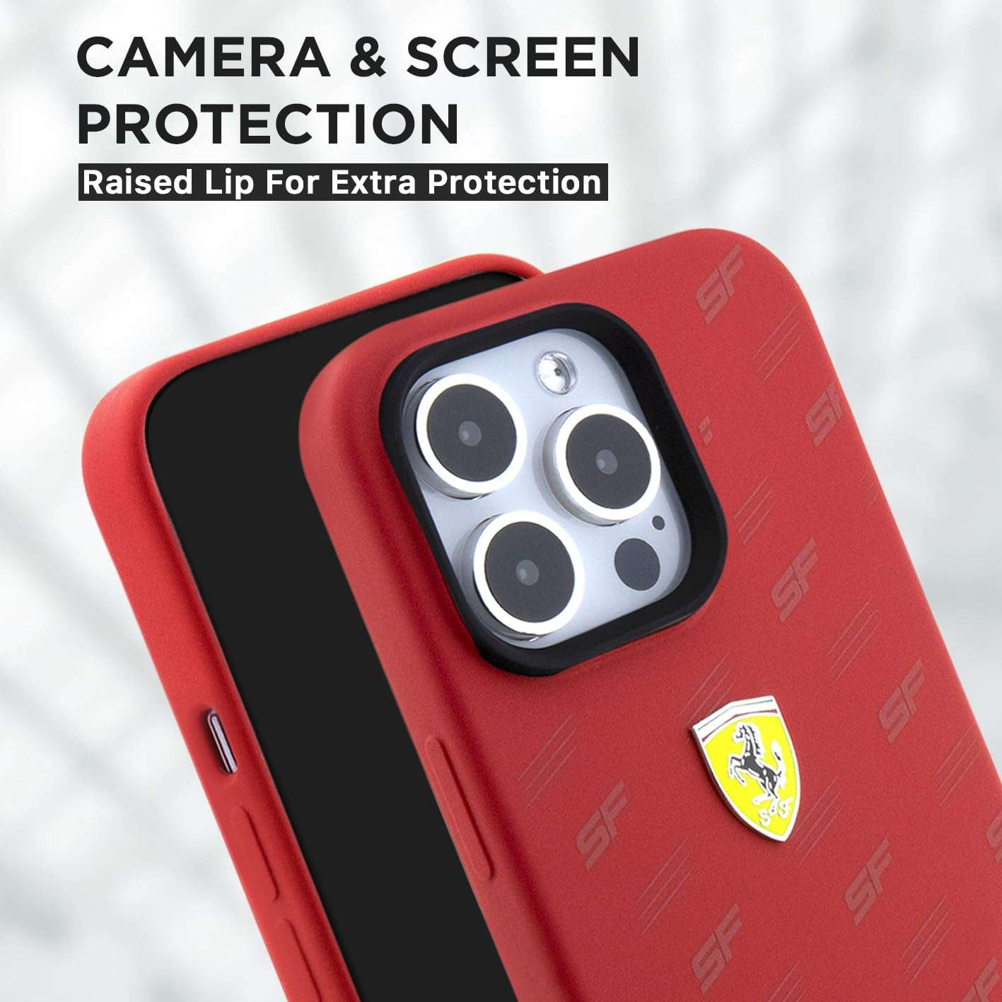 CG MOBILE Ferrari Phone Case Compatible with iPhone 15 Pro Max in Red All-0ver SF, Silicone Smooth, Anti-Scratch, Smooth Protective Case with Easy Snap-on, Shock Absorption & Signature Logo 4