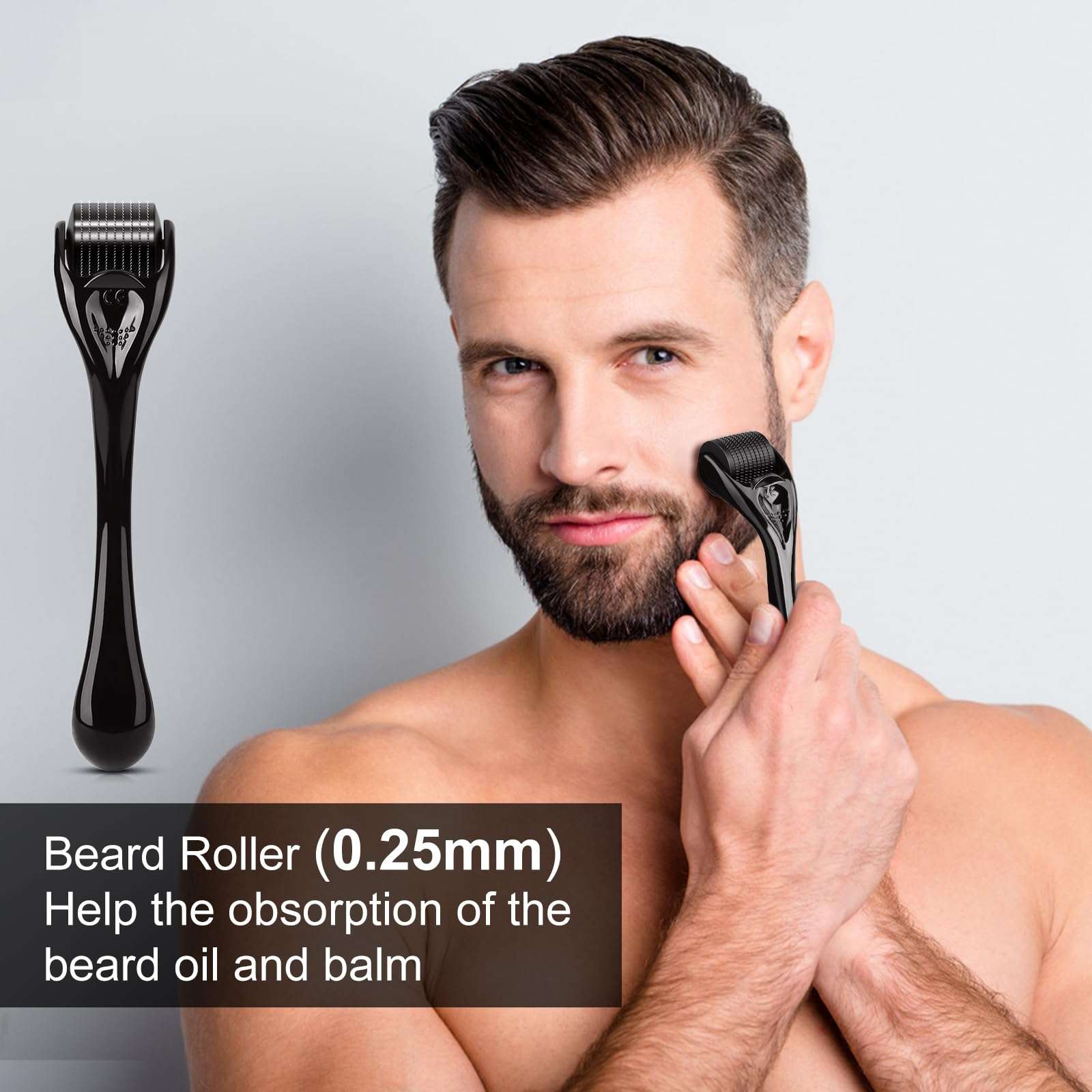 MALE GOD Beard Growth Kit, Beard Kit W/Beard Growth Oil (2 Bottles), Beard Balm, Beard Comb, Massager for Spot/Patchy Beard, Christmas Gifts for Men Him Boyfriend Husband 3