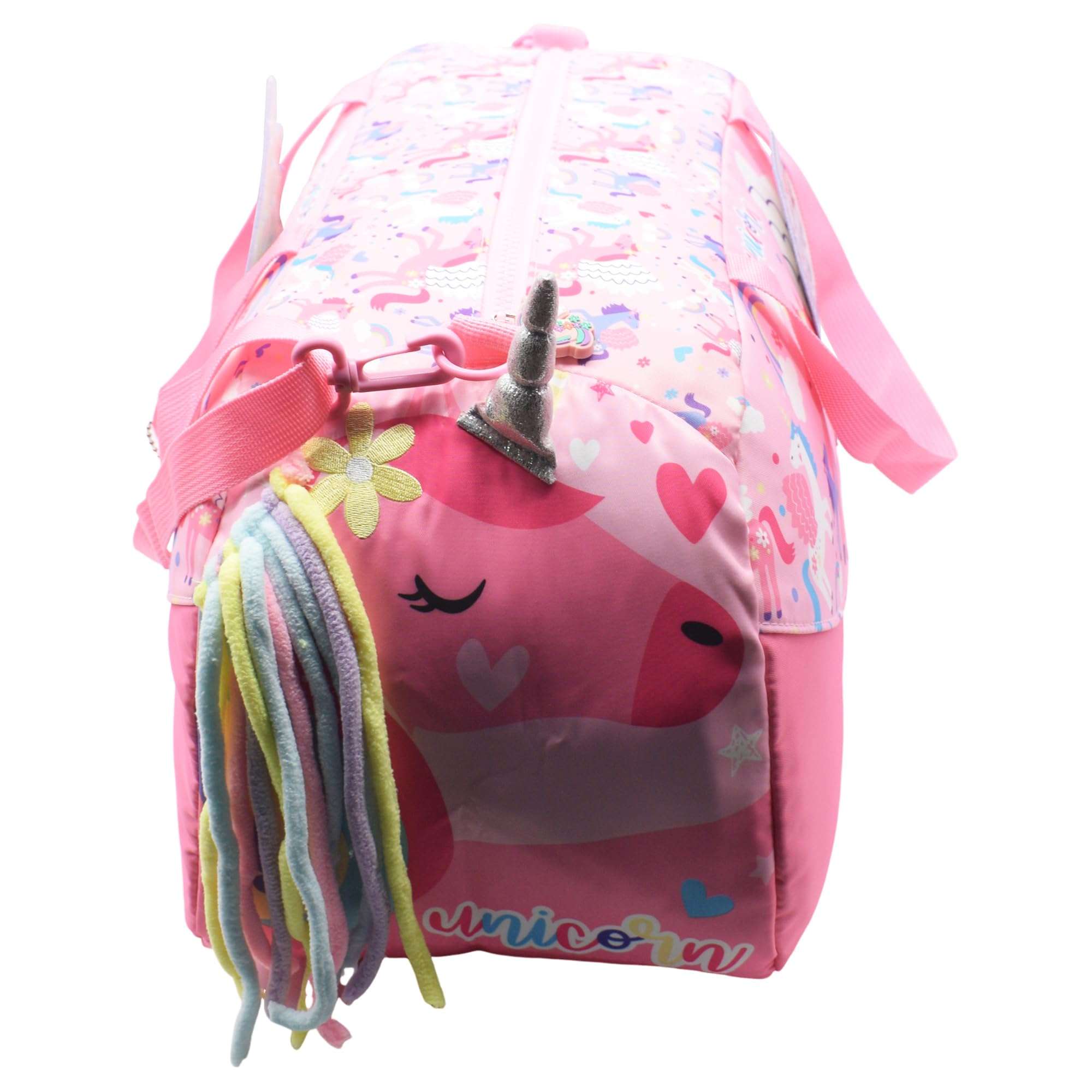 Kiditos Multipurpose 3D Printed Designer Duffel Handbag & Shoulder Bag, Weekender Overnight Bag, Kids & Teenagers Duffle Bag, (Unicorn Design Bag, Large - 18 x 8.5 x 9.5 Inches), Pink 4