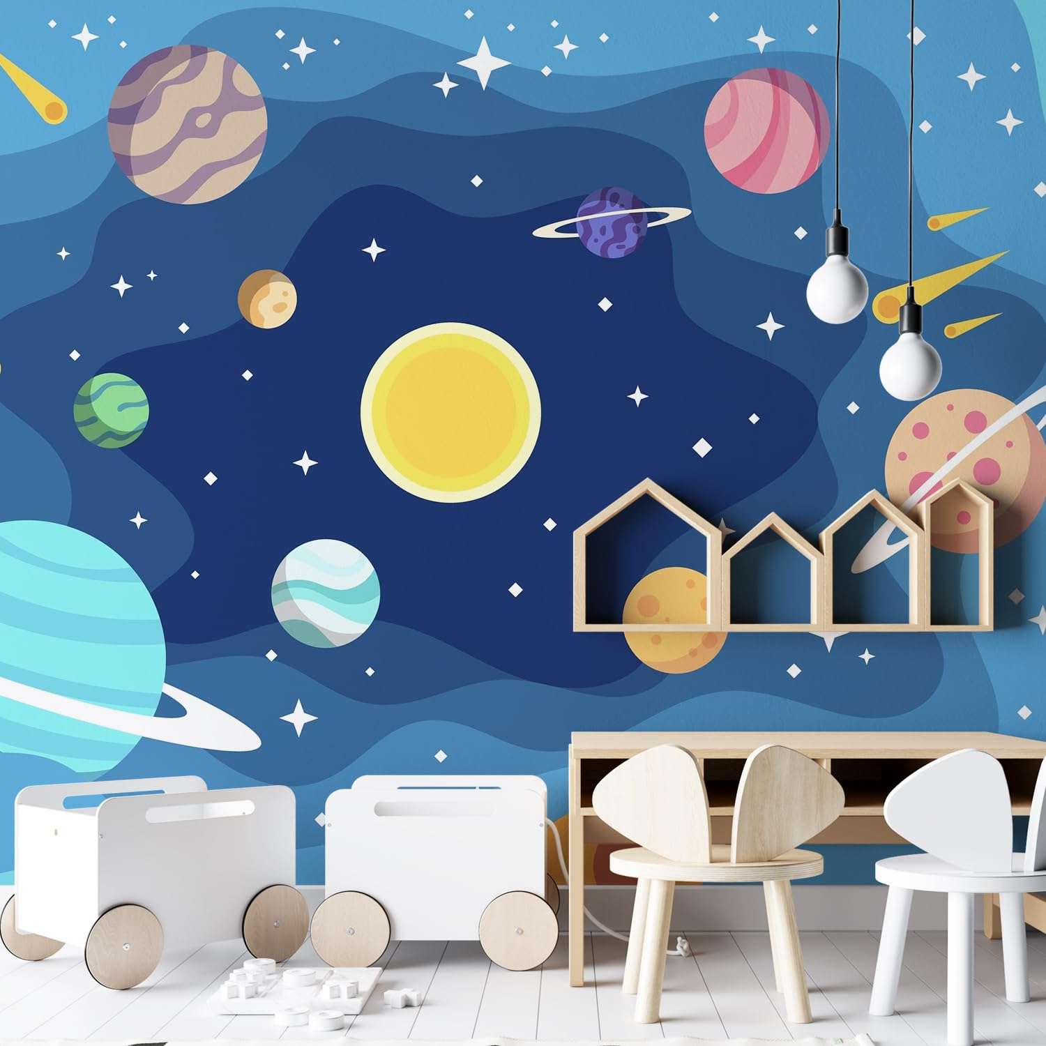 PAPER PLANE DESIGN Kids Room Full Wall Mural Wallpaper-Nursery Wallpaper for Kids Room Living Room Bedroom Wall Decor.(DS-11) (12 X 15 FEET, Canvas Texture - SELF Adhesive) 1