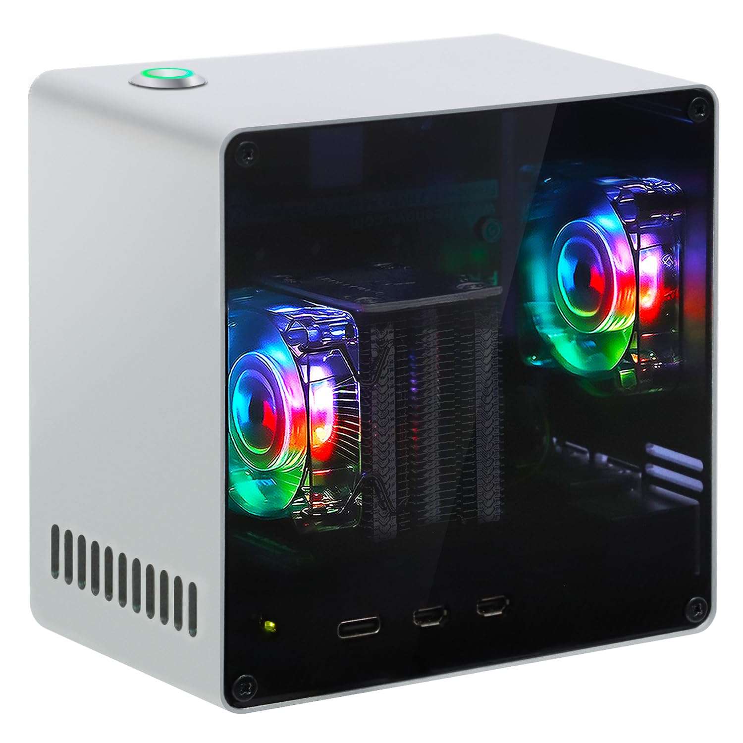 Freenove Case for Raspberry Pi 5 (NOT Included), M.2 NVMe SSD Slot, PWM ARGB Fans Light Sync, CPU Tower Cooler, Power Button with Indicator Light, Setup Software 1