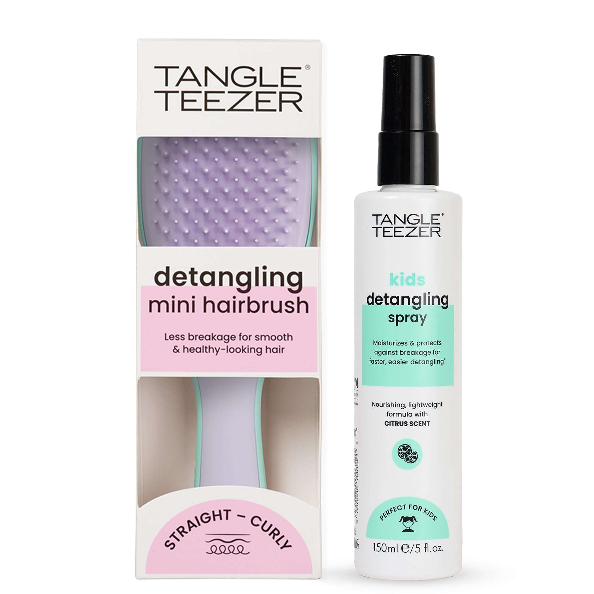 Tangle Teezer Hair Detangler Spray & Ultimate Detangler Brush Duo, with Sulfate-Free Spray & Wisteria Leaf Mini Hairbrush, for All Hair Types 1