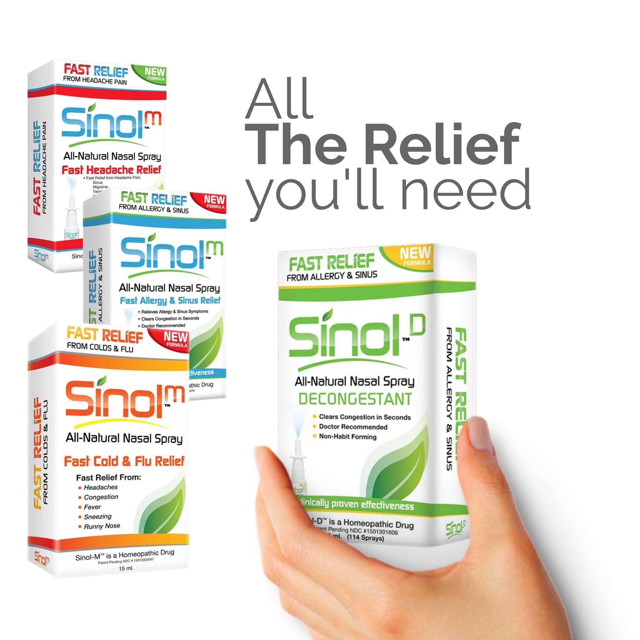 Sinol Headache Relief Spray, Over-The-Counter Medication Nose Spray for Migraine Cluster Tension, Sinus Relief & Nasal Decongestants, 15 ml 4