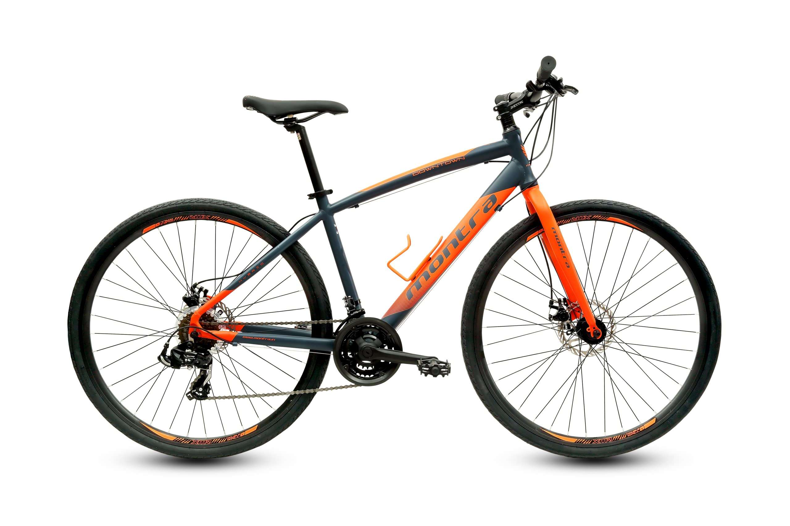 Montra Downtown 7X3 Geared with Disc 700CX35C Grey with Neon Orange 43.17 Inches, Boys , Hybrid Bike , Geared cycle