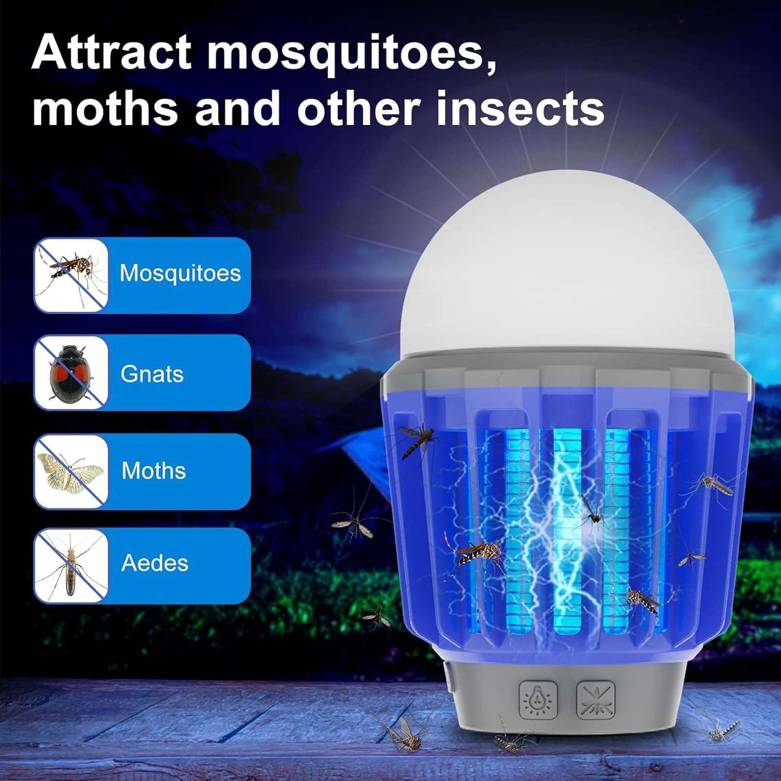 Wisely Bug Zapper Outdoor/Indoor Electric, USB-C Rechargeable Mosquito Killer Lantern Lamp, Portable Insect Electronic Zapper Indoor Trap, with LED Light 2PK 4