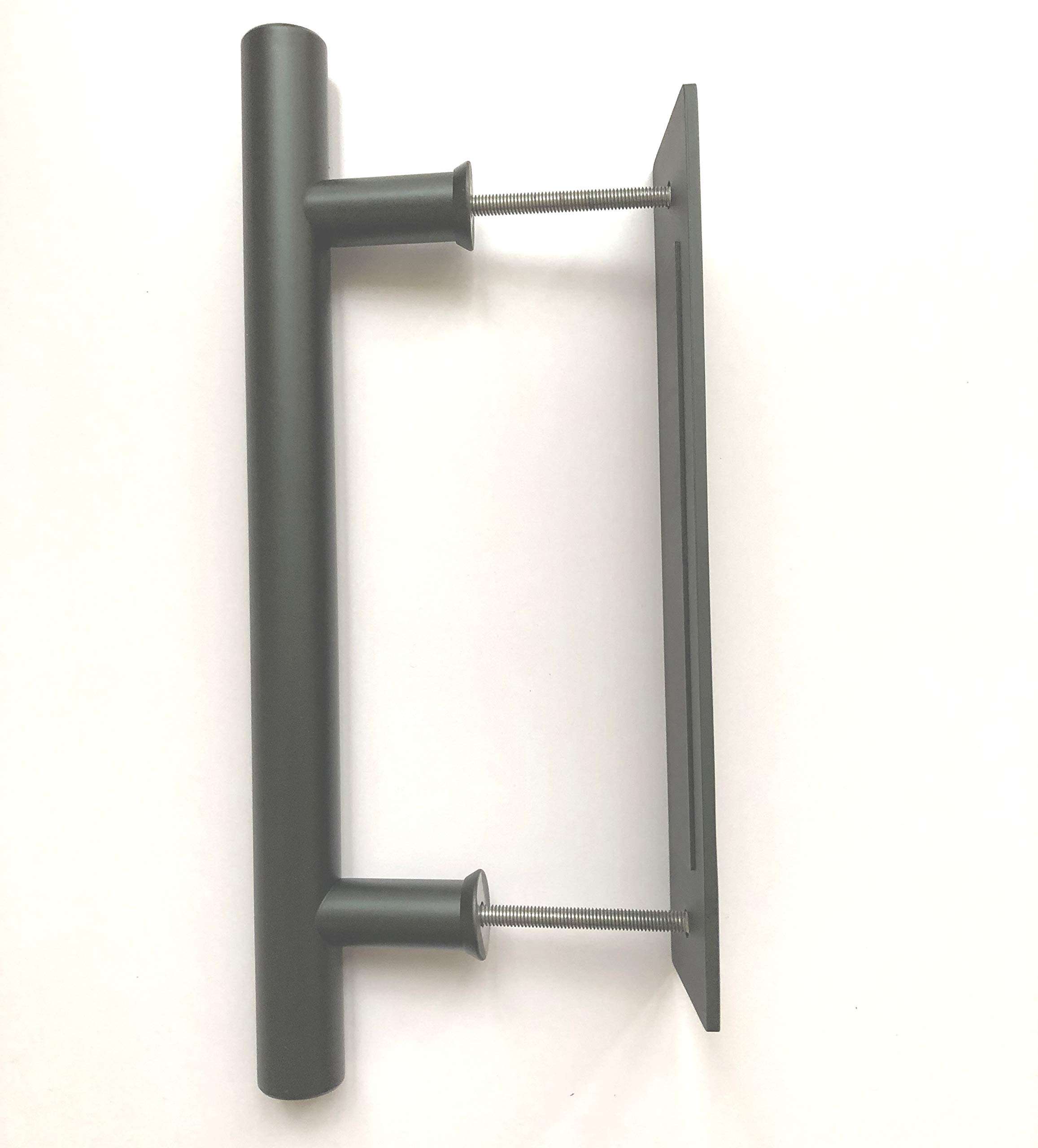 TOGU TG-608 300mm/12inches Solid Standoffs Round Bar 1.2mm Wall Thickness Stainless Steel 304 Pull and Flush Barn Door Handle/Barn Door Pull,Matt Black Finish 3