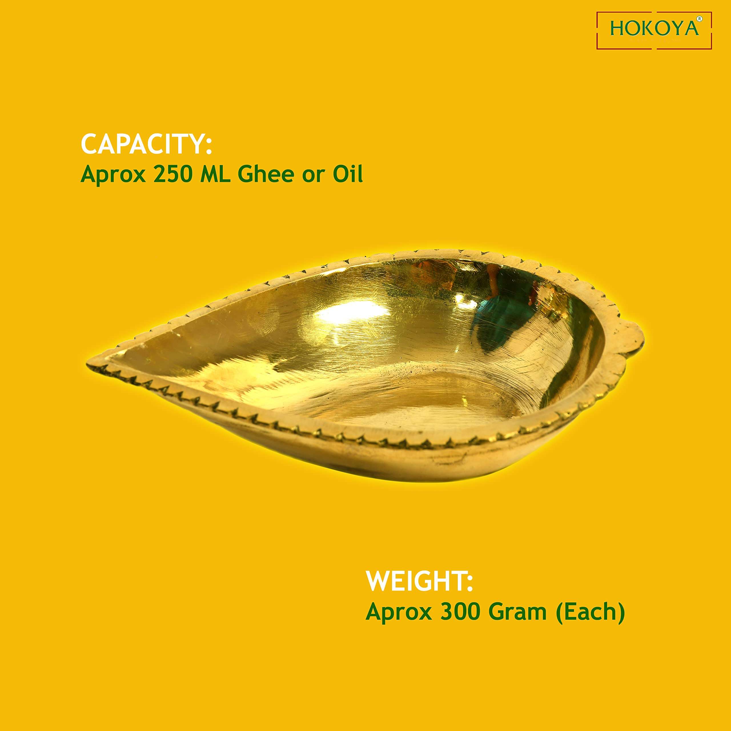 HOKOYA Set of 3 Brass Mandir Diya for Puja Big Size | Deep Diya | Pital Diya Set (Big, 3 Pieces) 5