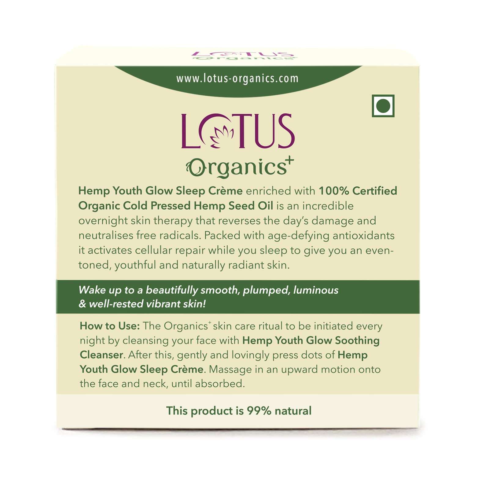 Lotus Organics+ Youth Glow Sleep Night Cream | Preservative & Petroleum Free | For All Skin Types | 50g 6