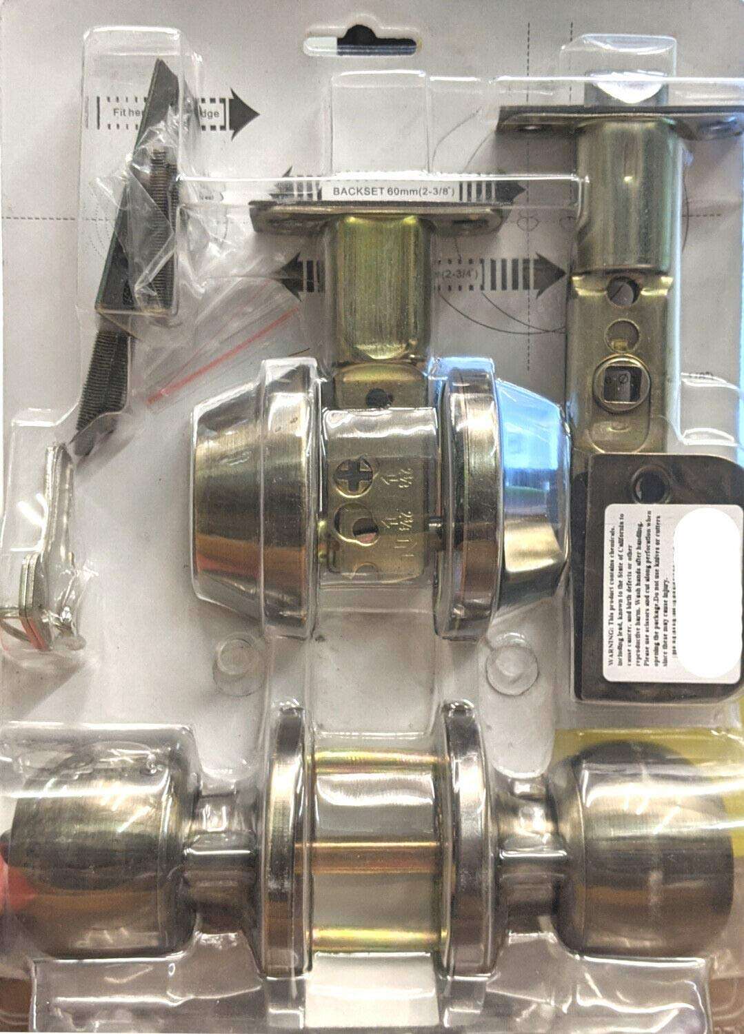 Single Cylinder Deadbolt Entrance Entry Round Door Knob Lock Combo Set Bronze Color 2