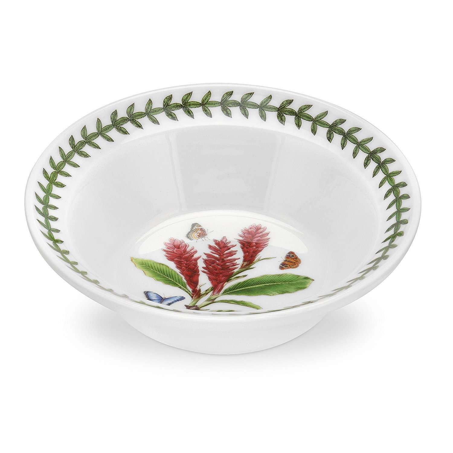 Portmeirion Exotic Botanic Garden 6.5 Inch Oatmeal Bowl with Red Ginger Motif | Dishwasher, Microwave, and Oven Safe | For Cereal, Soups, or Salads | Made in England